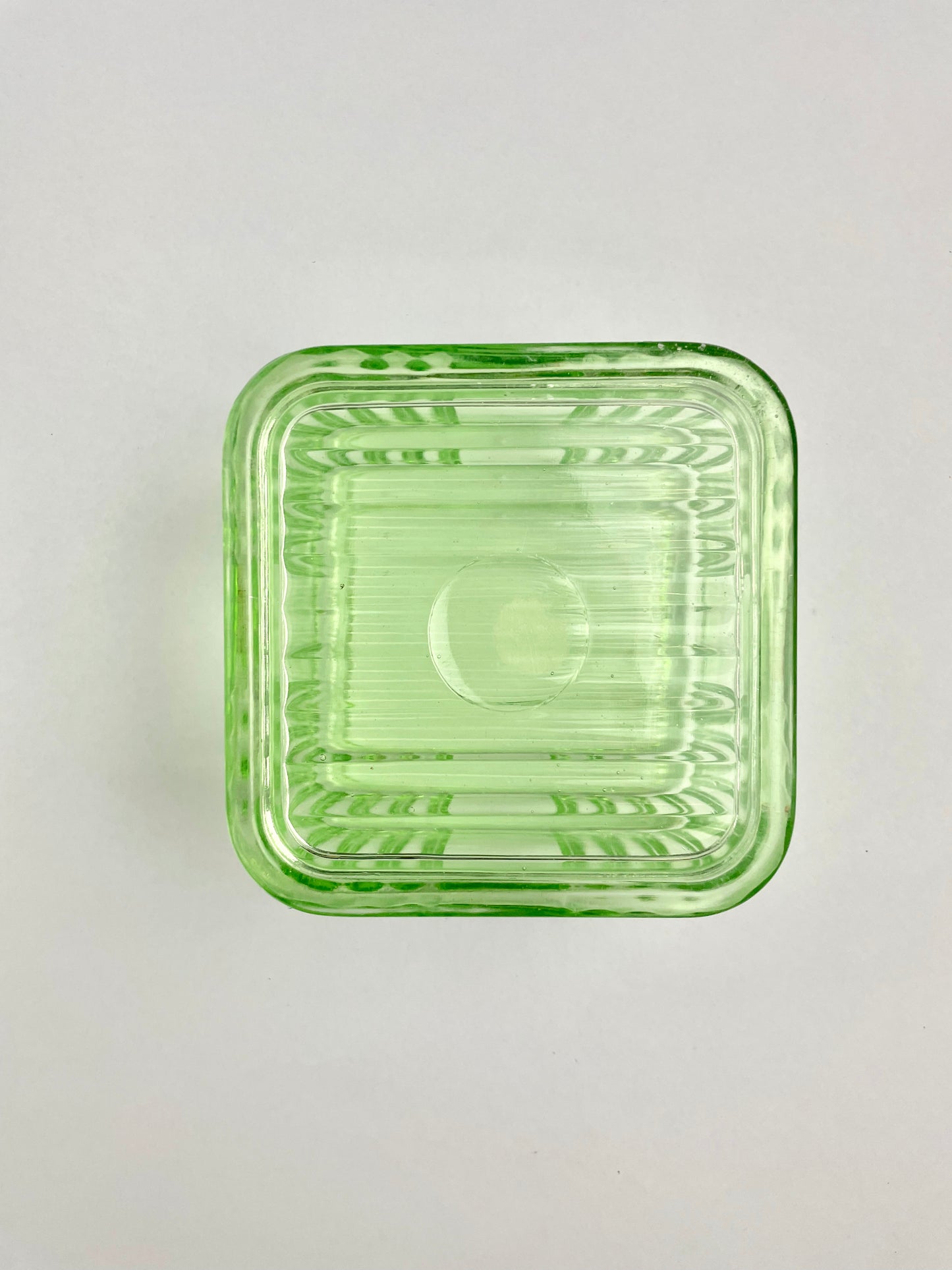 Small Green Depression Glass Butter Dish