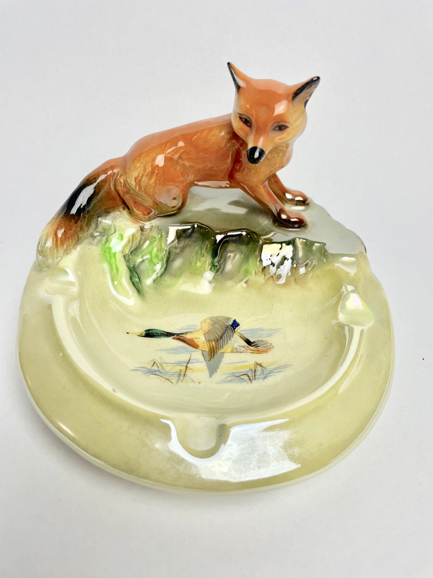Wembley Ware Fox with Large Duck Transfer Ashtray