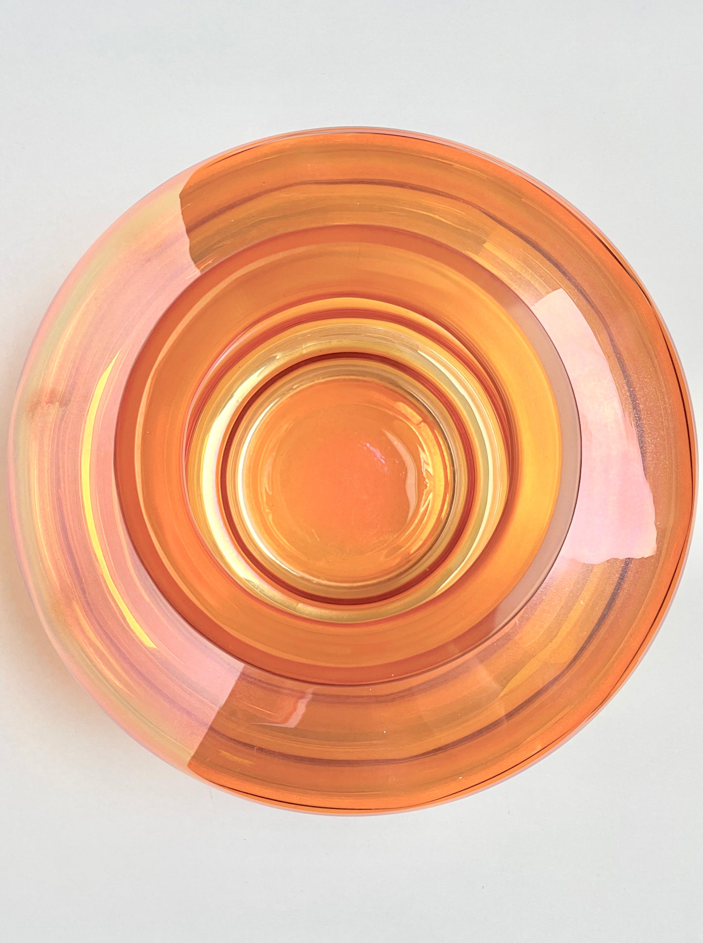 Crown Crystal Australia Marigold Carnival Glass Melon Rib Vase