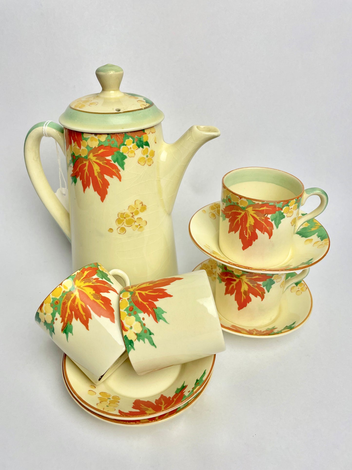 Royal Doulton Art Deco Maple Coffee Set D5302