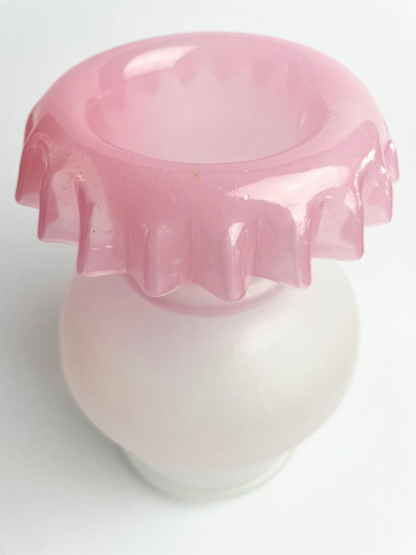 Victorian Pink and White Satin Vase