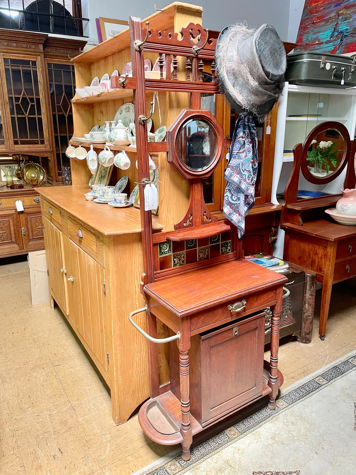 Antique Victorian Oak Hallstand