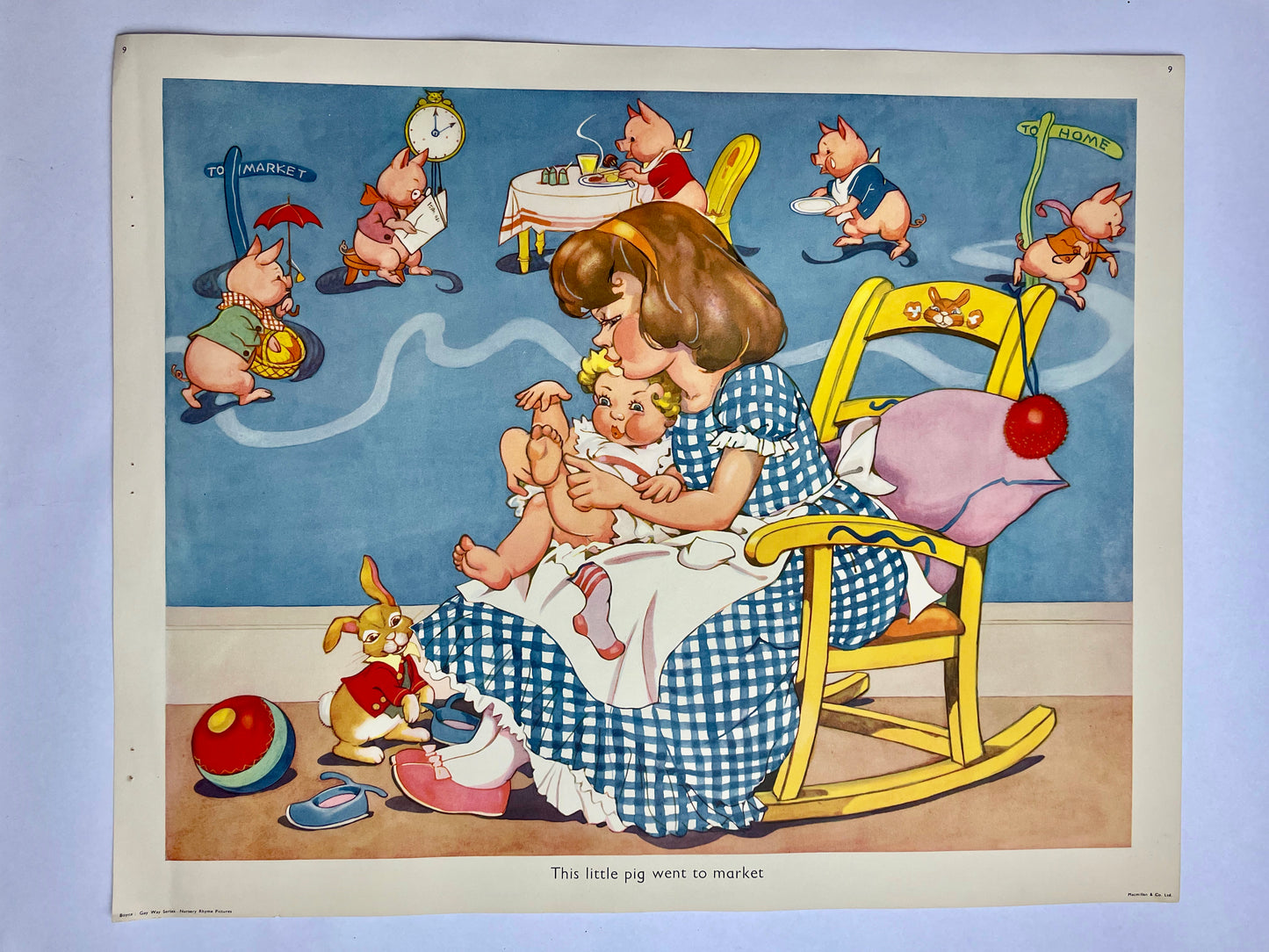 Original Three Little Pigs Gay Way Nursery Rhyme print from the 1950s