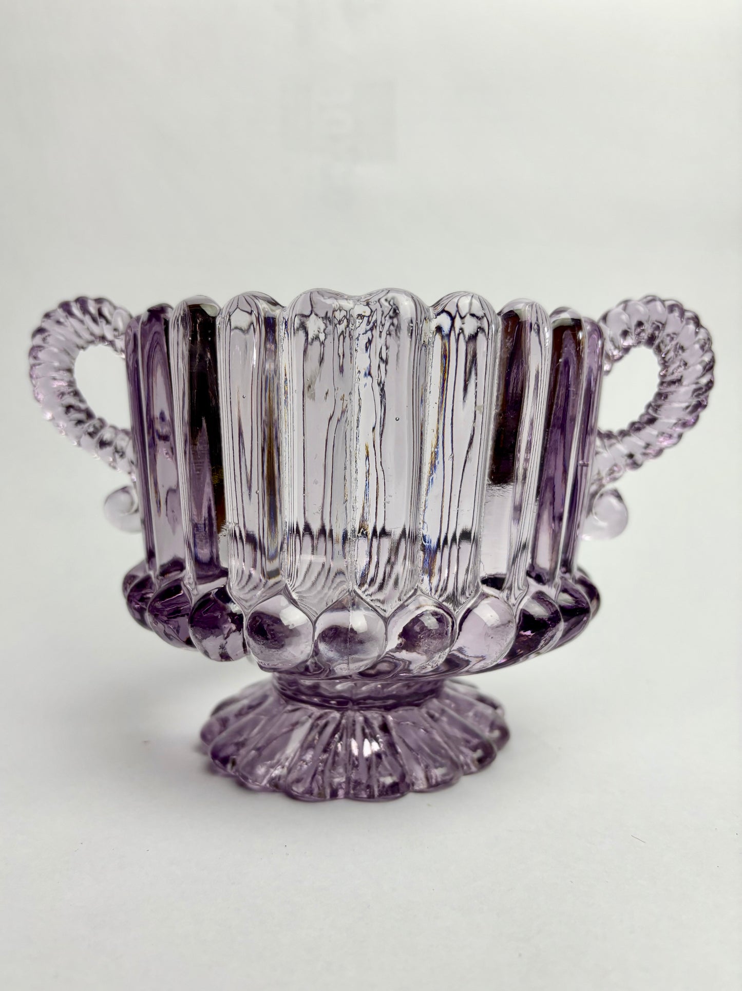 Antique Amethyst Glass Two-handled Sugar Bowl