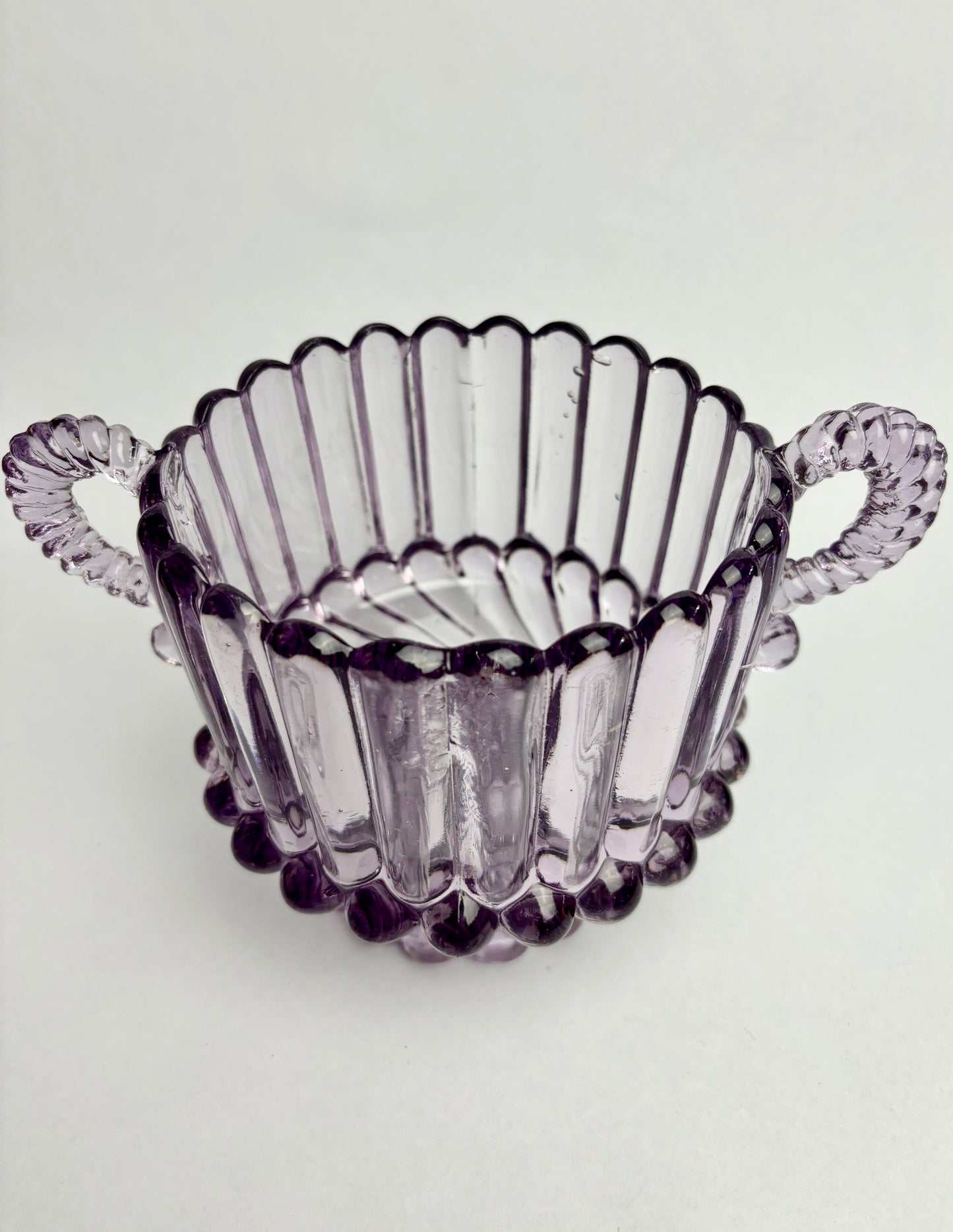 Antique Amethyst Glass Two-handled Sugar Bowl
