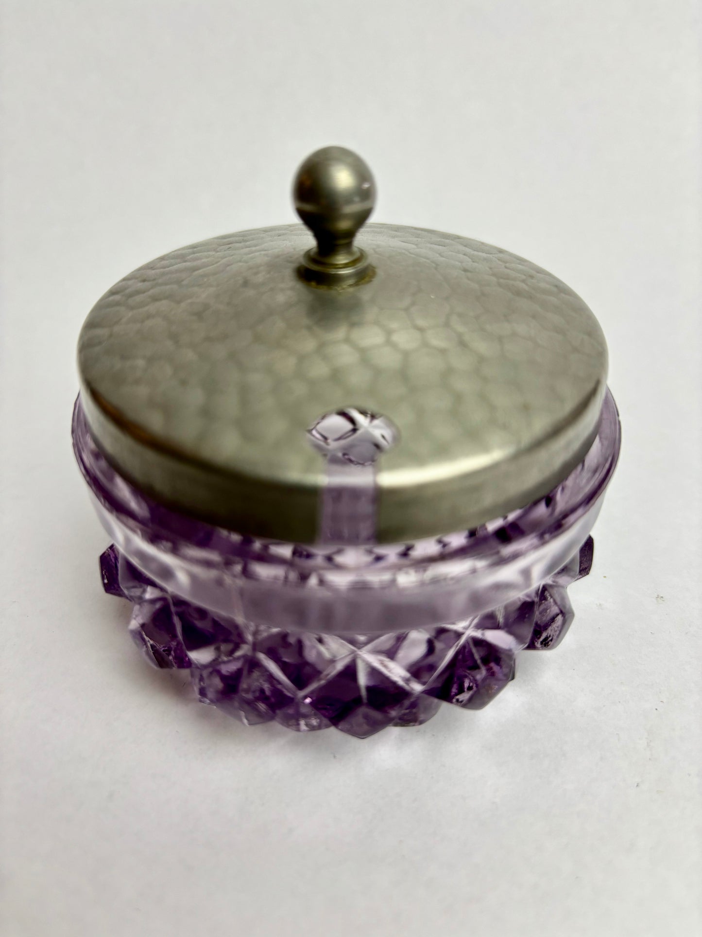 Small Vintage Amethyst Glass Trinket Box