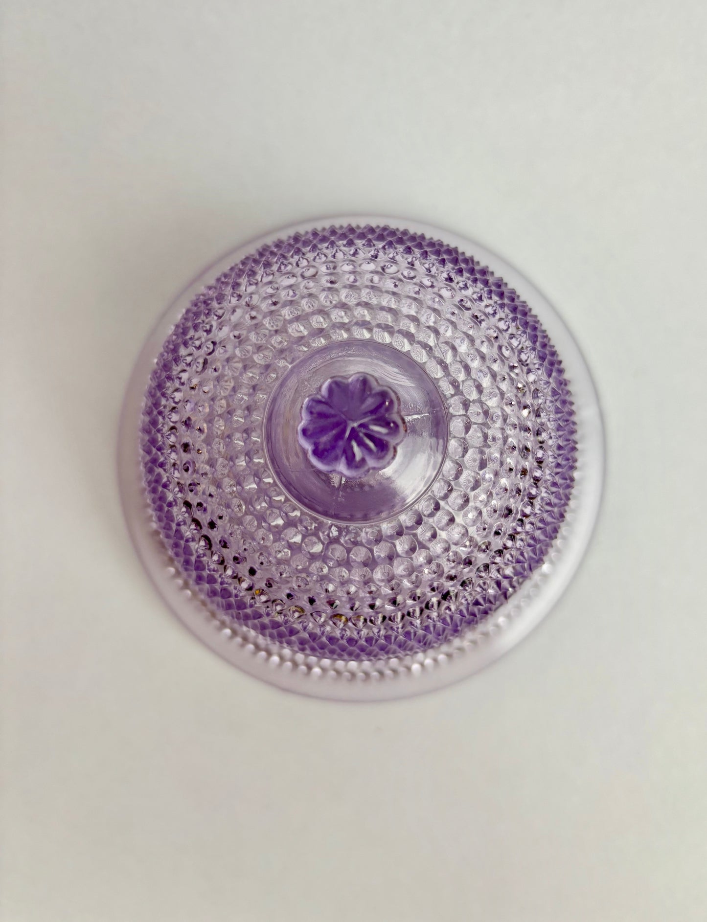 Amethyst Hobnail Glass Lidded Sugar Bowl