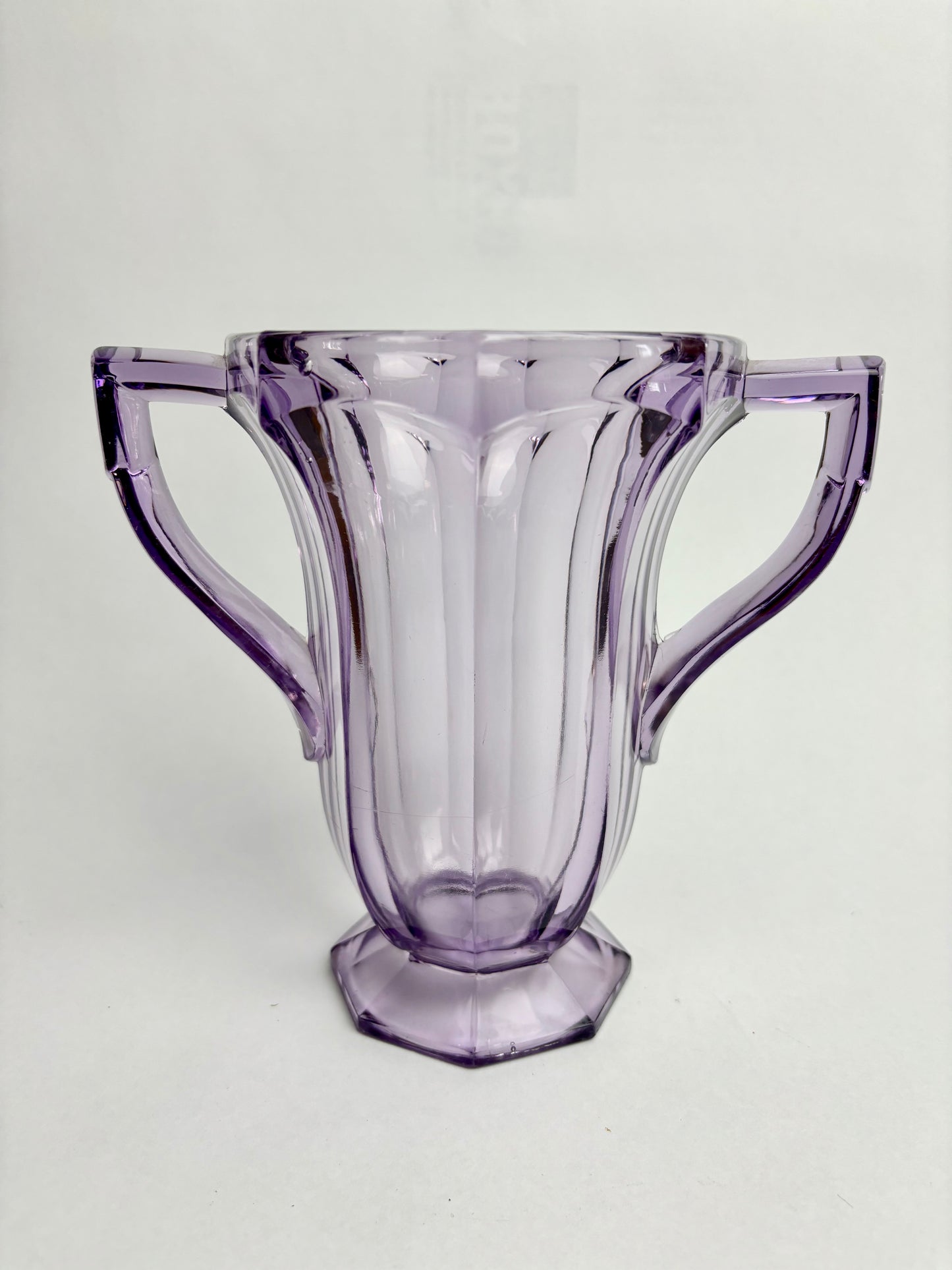 Amethyst Glass Two-Handled Vase