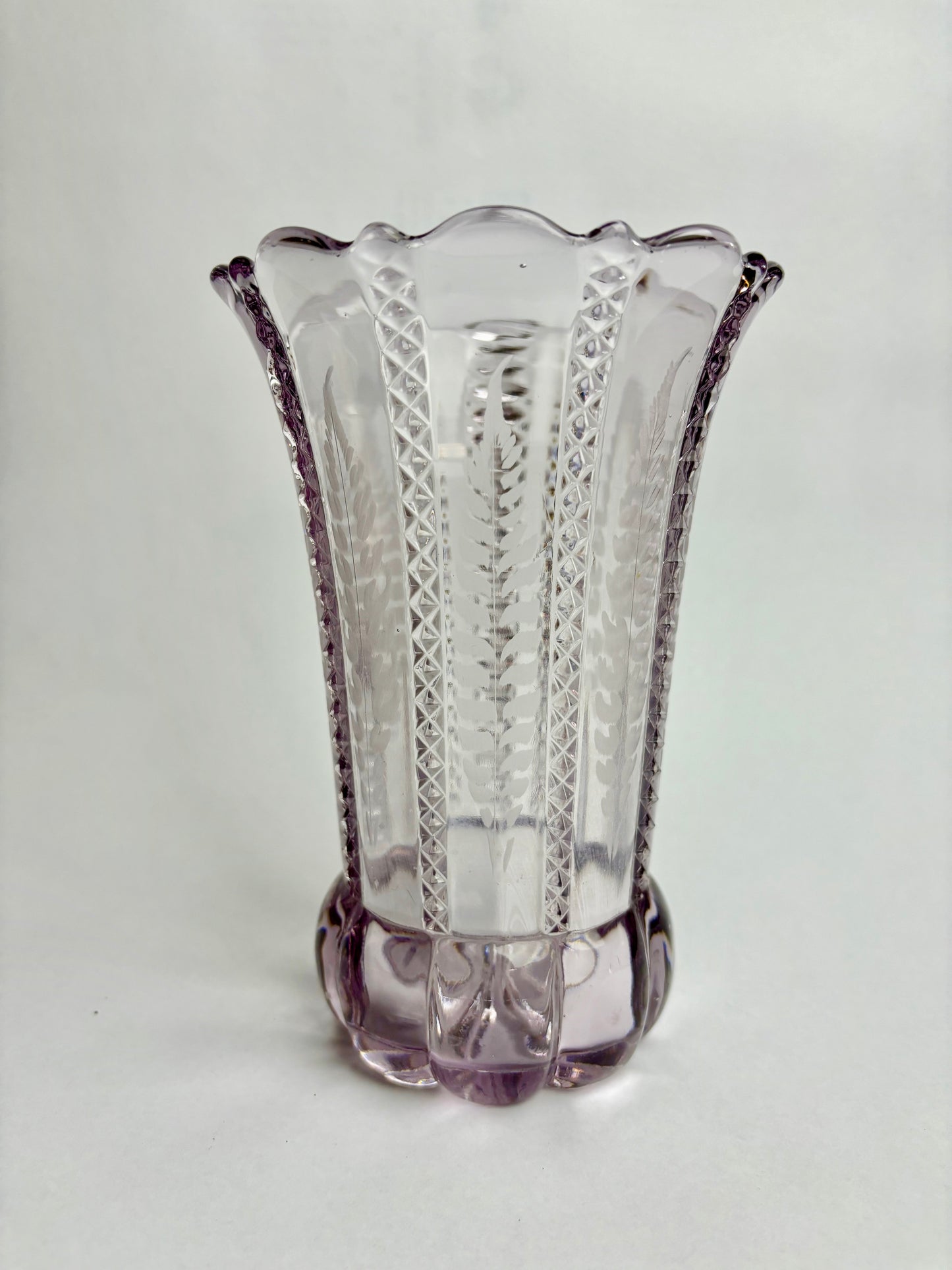 Antique Etched Amethyst Glass Vase