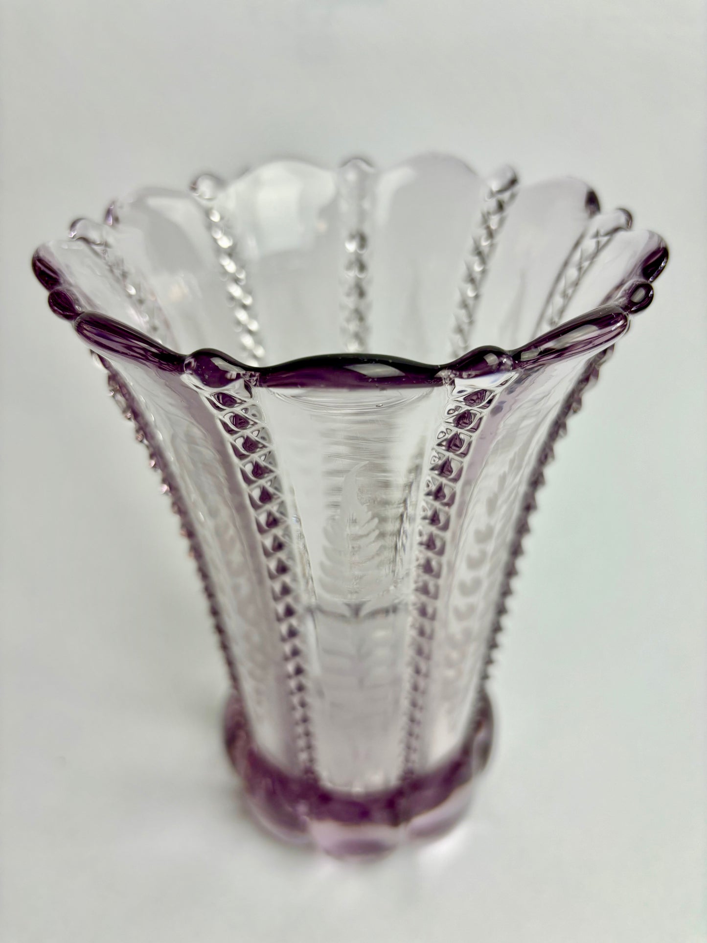 Antique Etched Amethyst Glass Vase