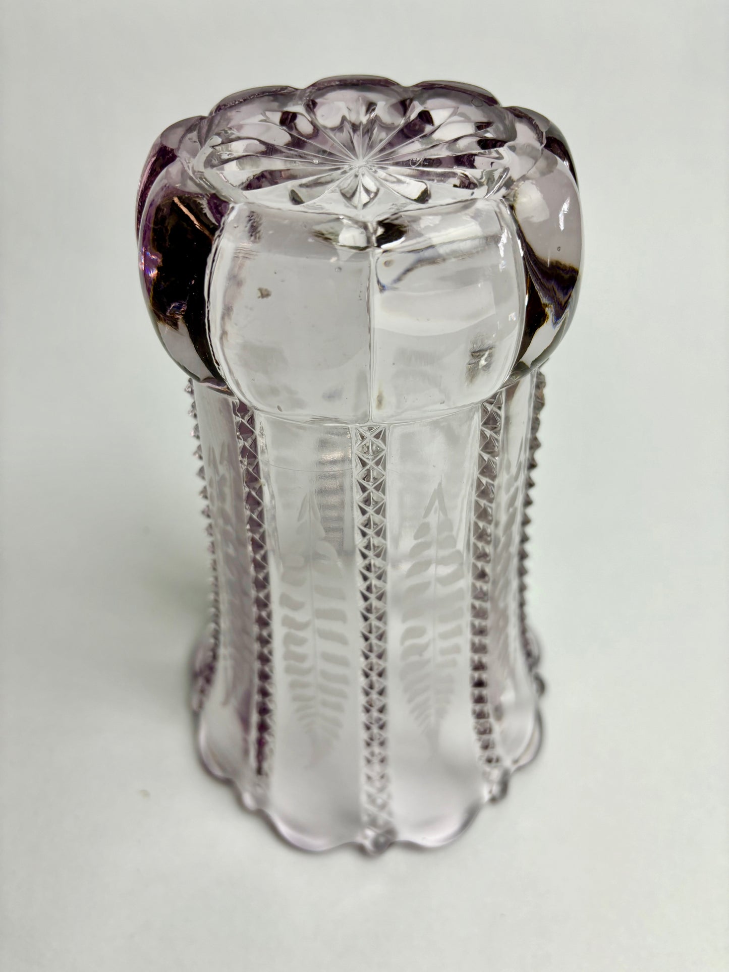 Antique Etched Amethyst Glass Vase