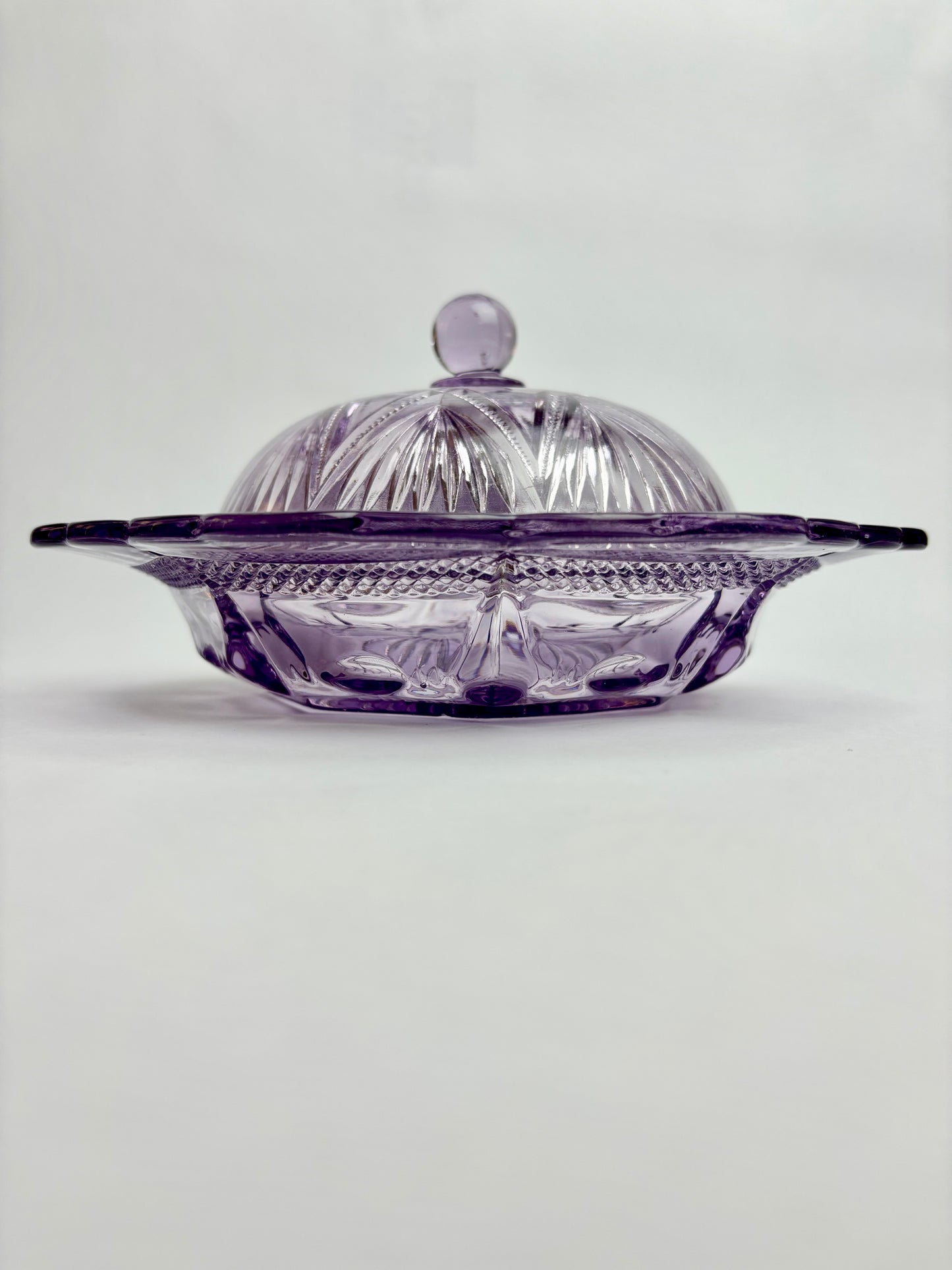 Amethyst Glass Lidded Bowl