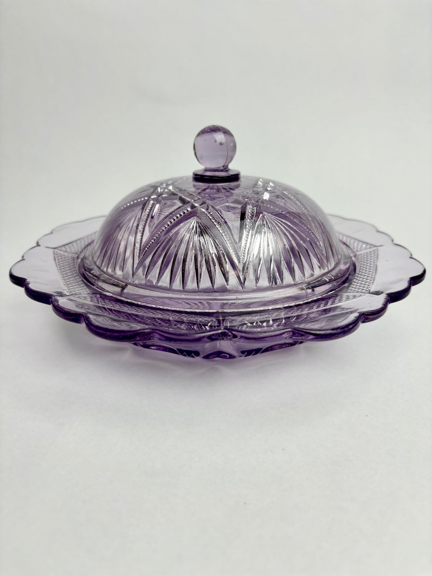 Amethyst Glass Lidded Bowl