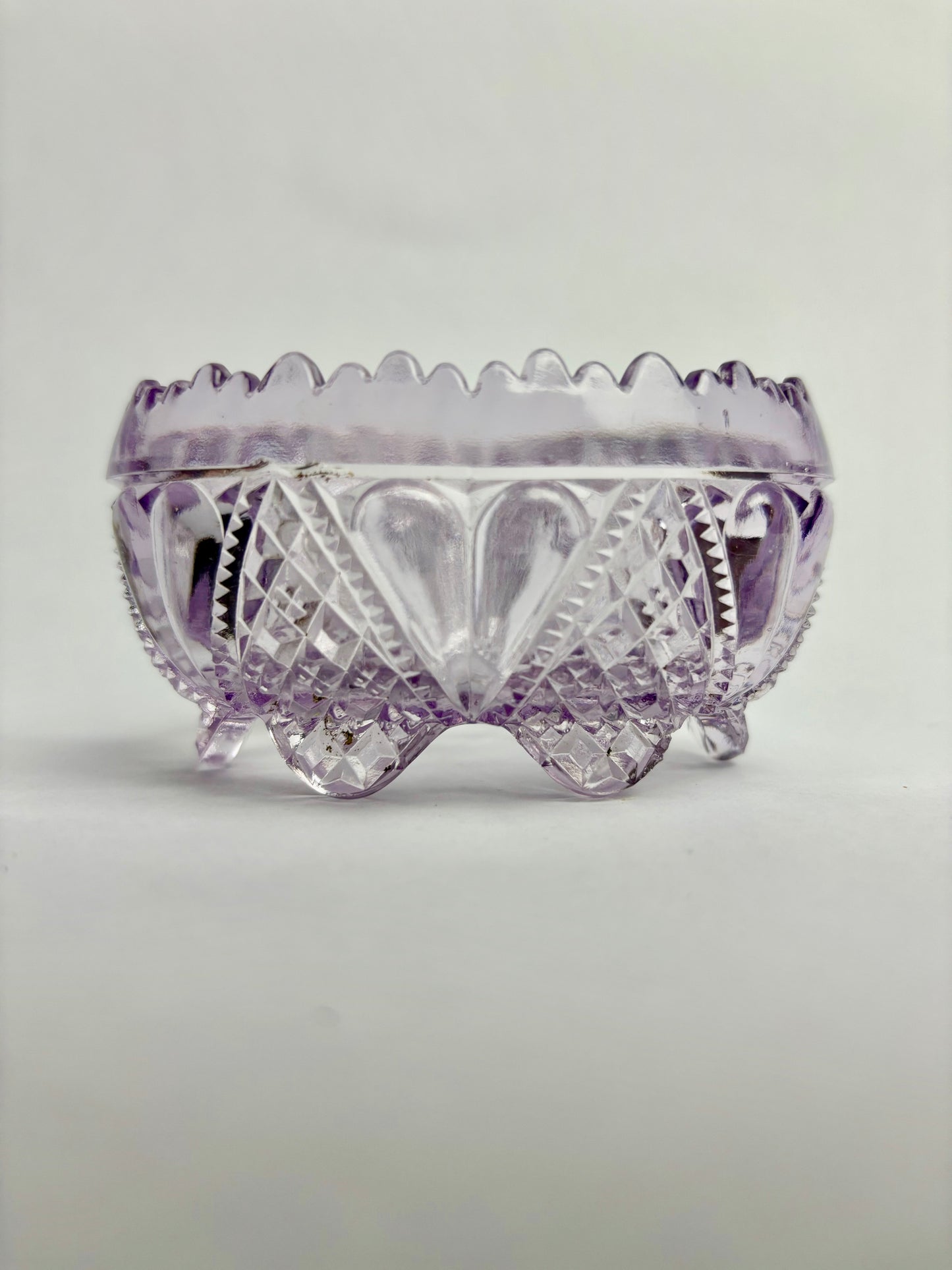 Antique Oval Amethyst Glass Footed Salt Bowl 413701