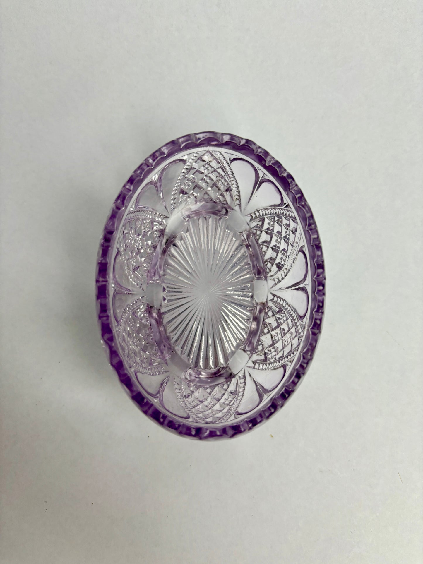 Antique Oval Amethyst Glass Footed Salt Bowl 413701