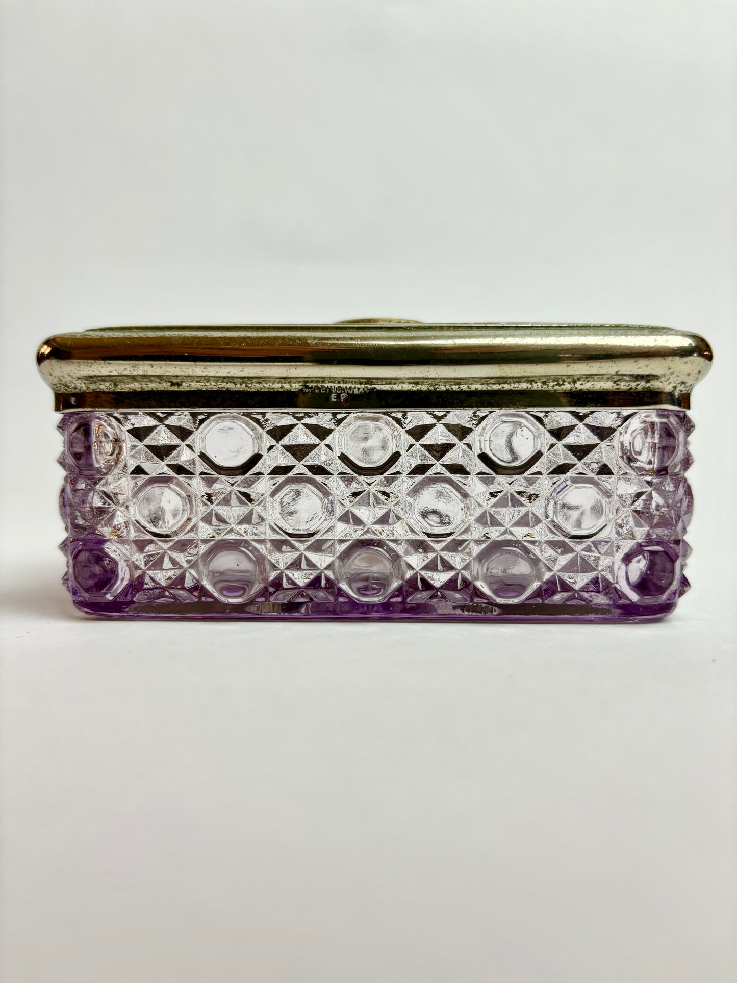 Antique Amethyst Glass Trinket Box, England
