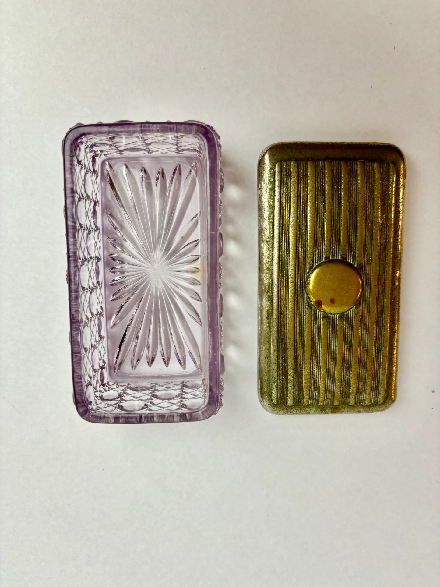 Antique Amethyst Glass Trinket Box, England