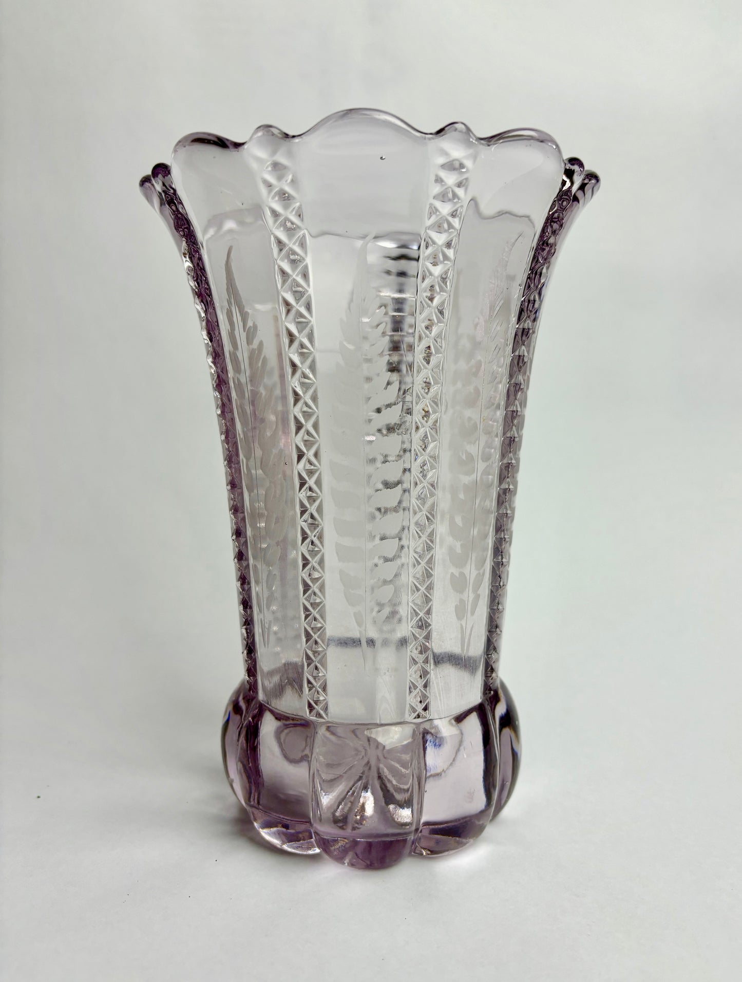 Antique Etched Amethyst Glass Vase