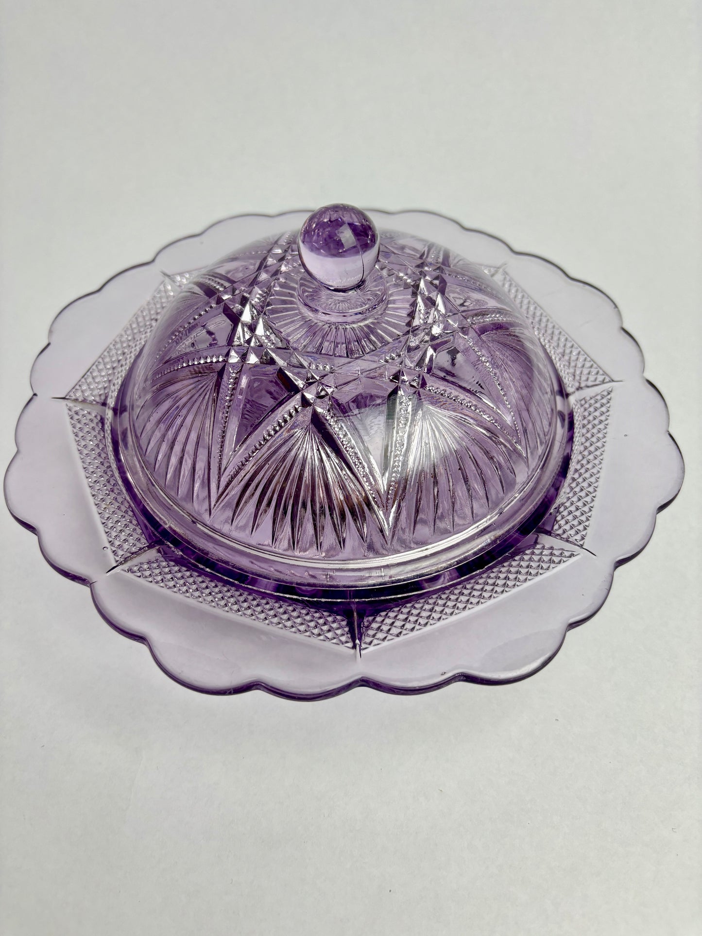 Amethyst Glass Lidded Bowl