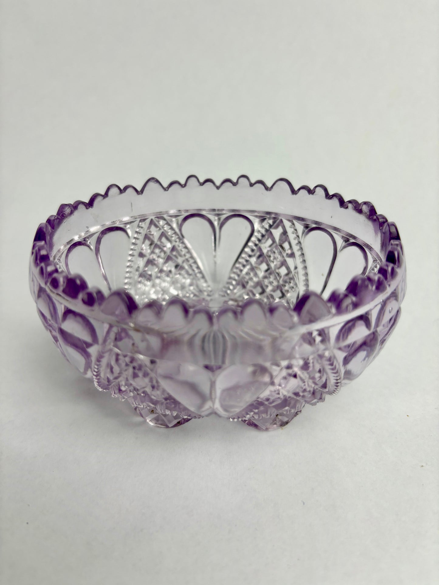 Antique Oval Amethyst Glass Footed Salt Bowl 413701