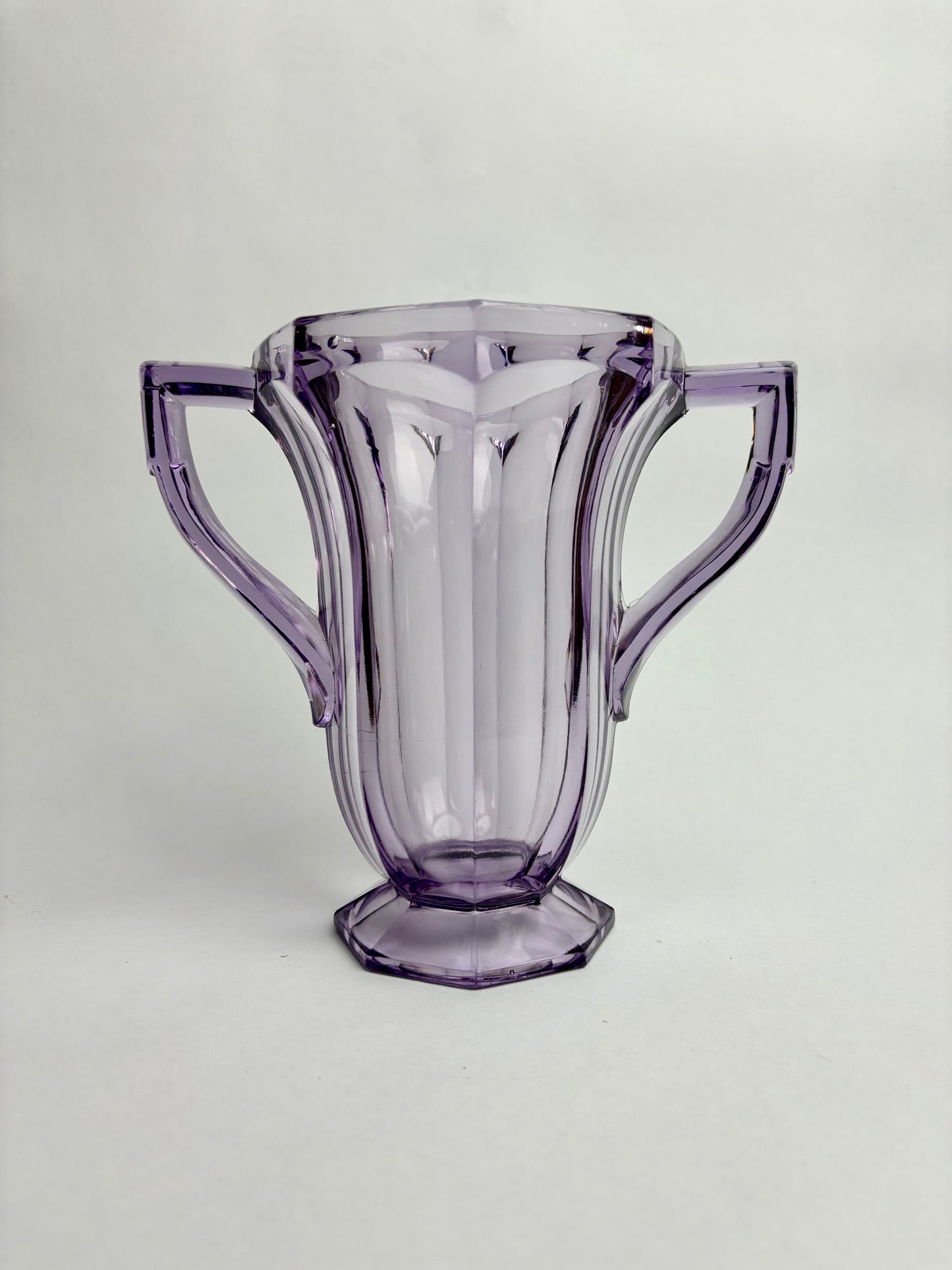 Amethyst Glass Two-Handled Vase