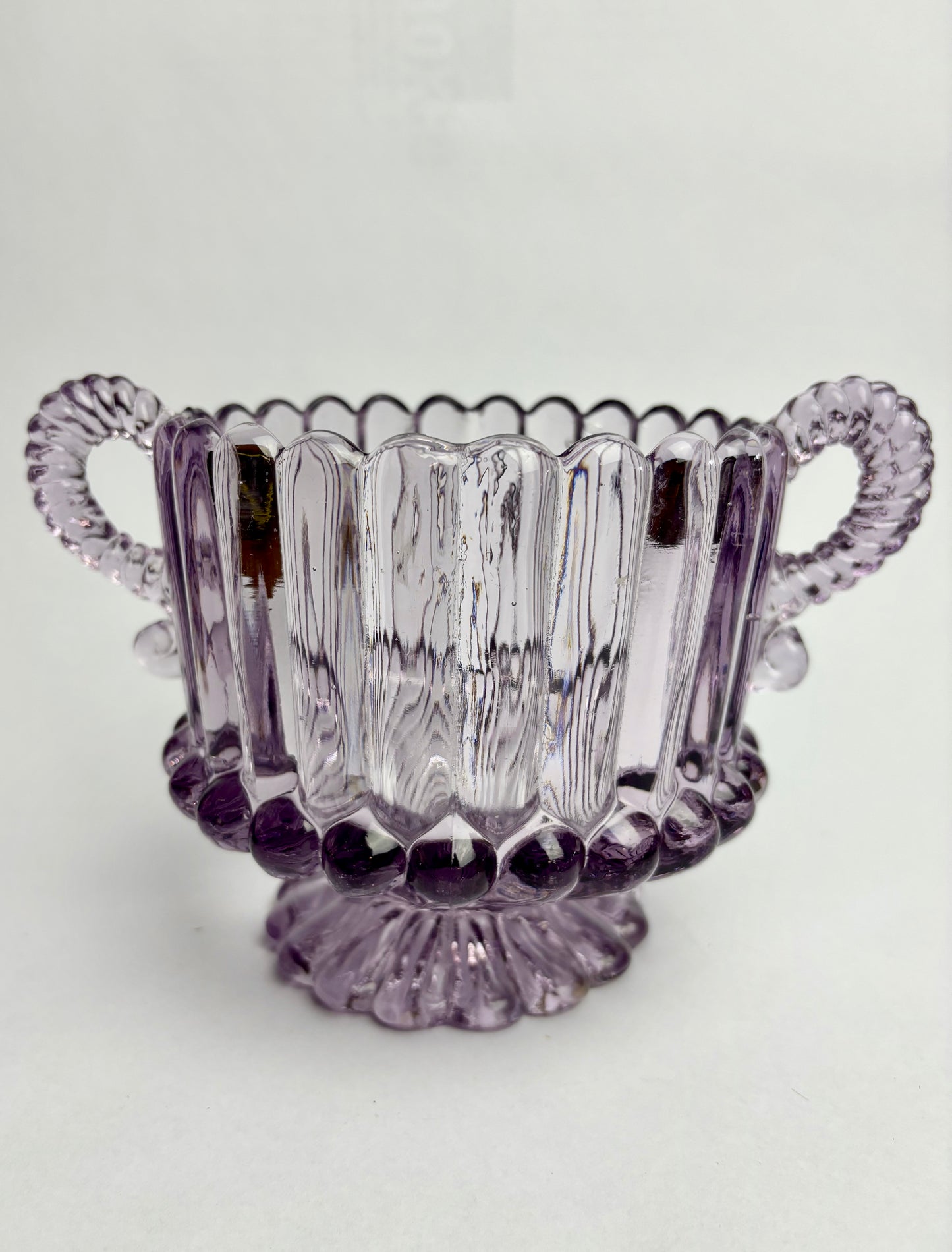 Antique Amethyst Glass Two-handled Sugar Bowl