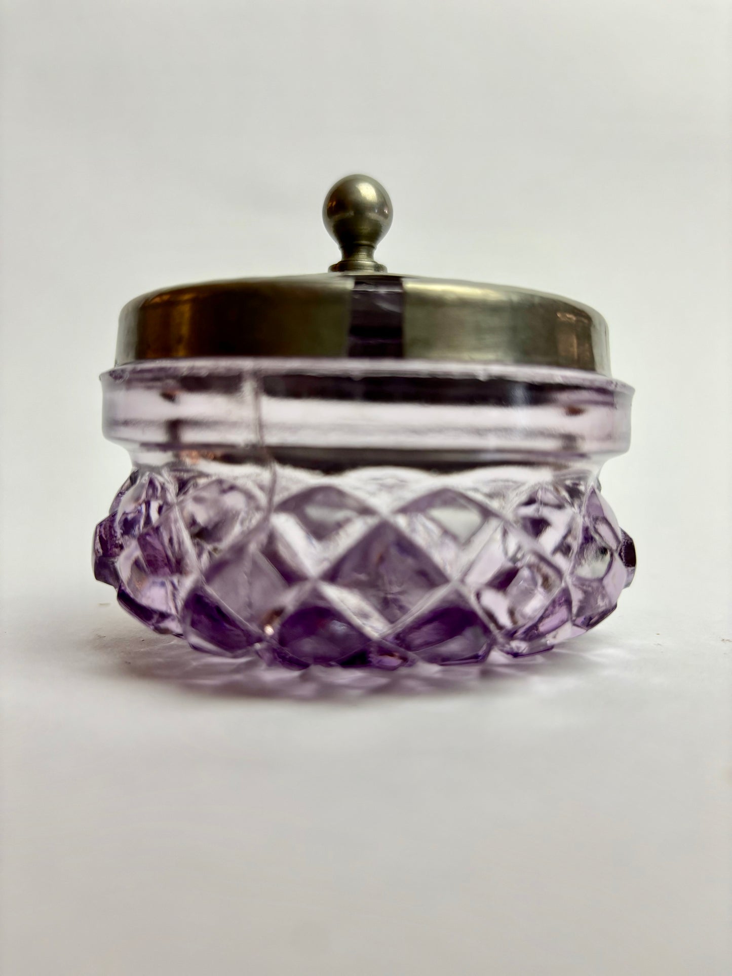Small Vintage Amethyst Glass Trinket Box