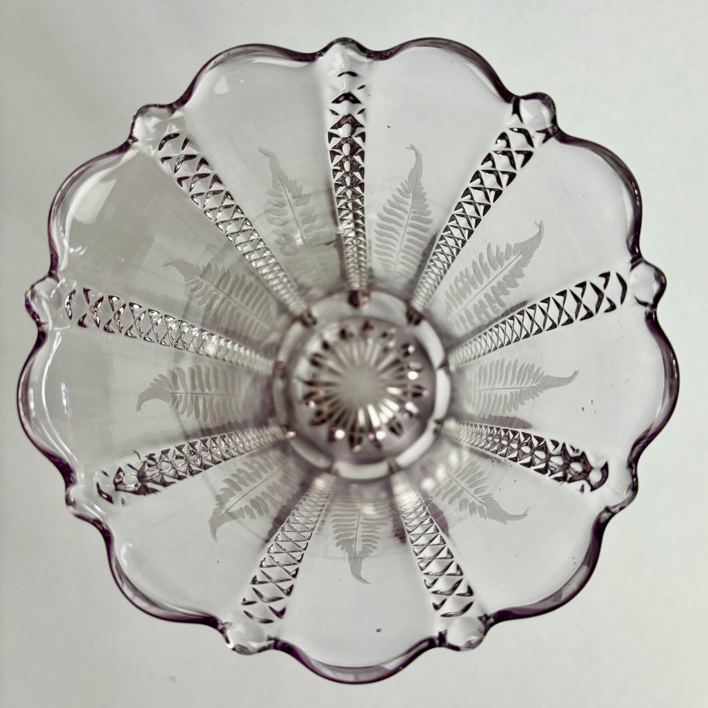 Antique Etched Amethyst Glass Vase