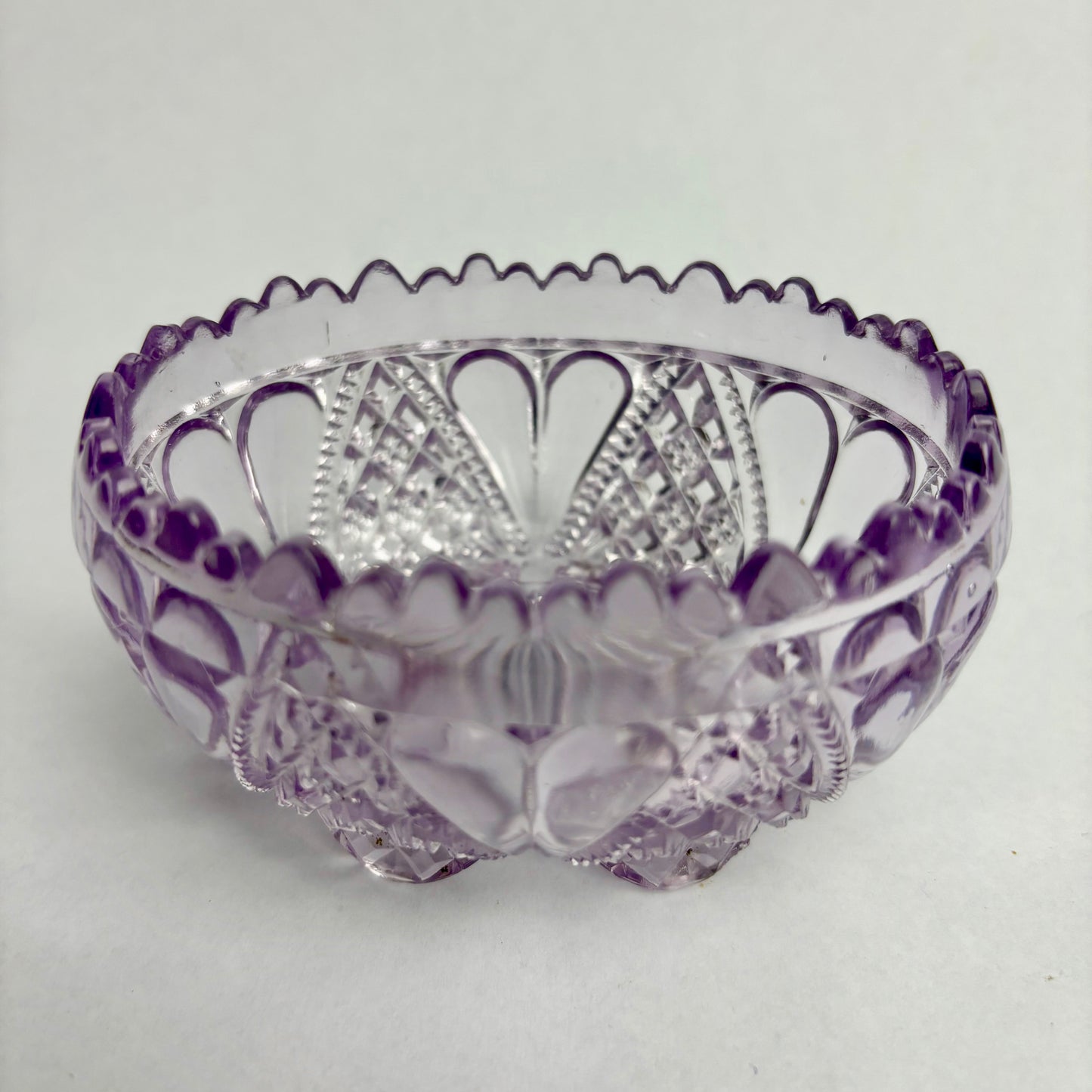 Antique Oval Amethyst Glass Footed Salt Bowl 413701