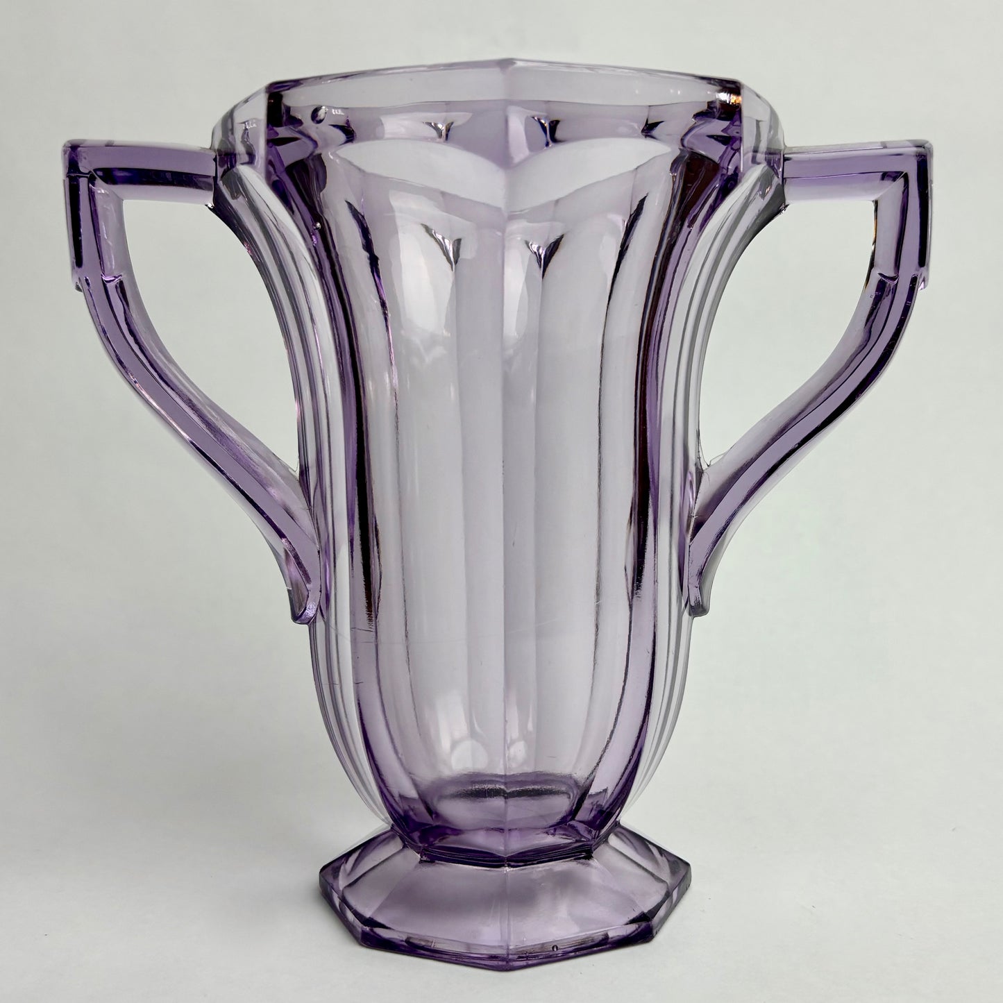 Amethyst Glass Two-Handled Vase
