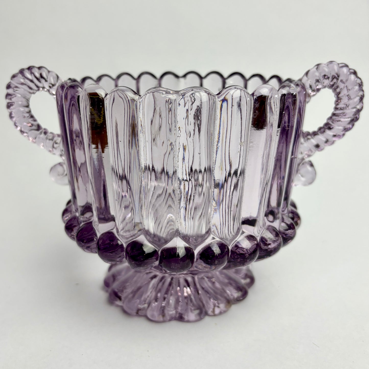 Antique Amethyst Glass Two-handled Sugar Bowl
