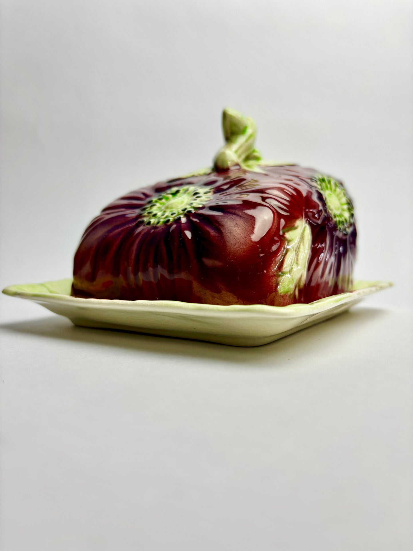 Anemone Majolica Butter Dish by Shorter & Son