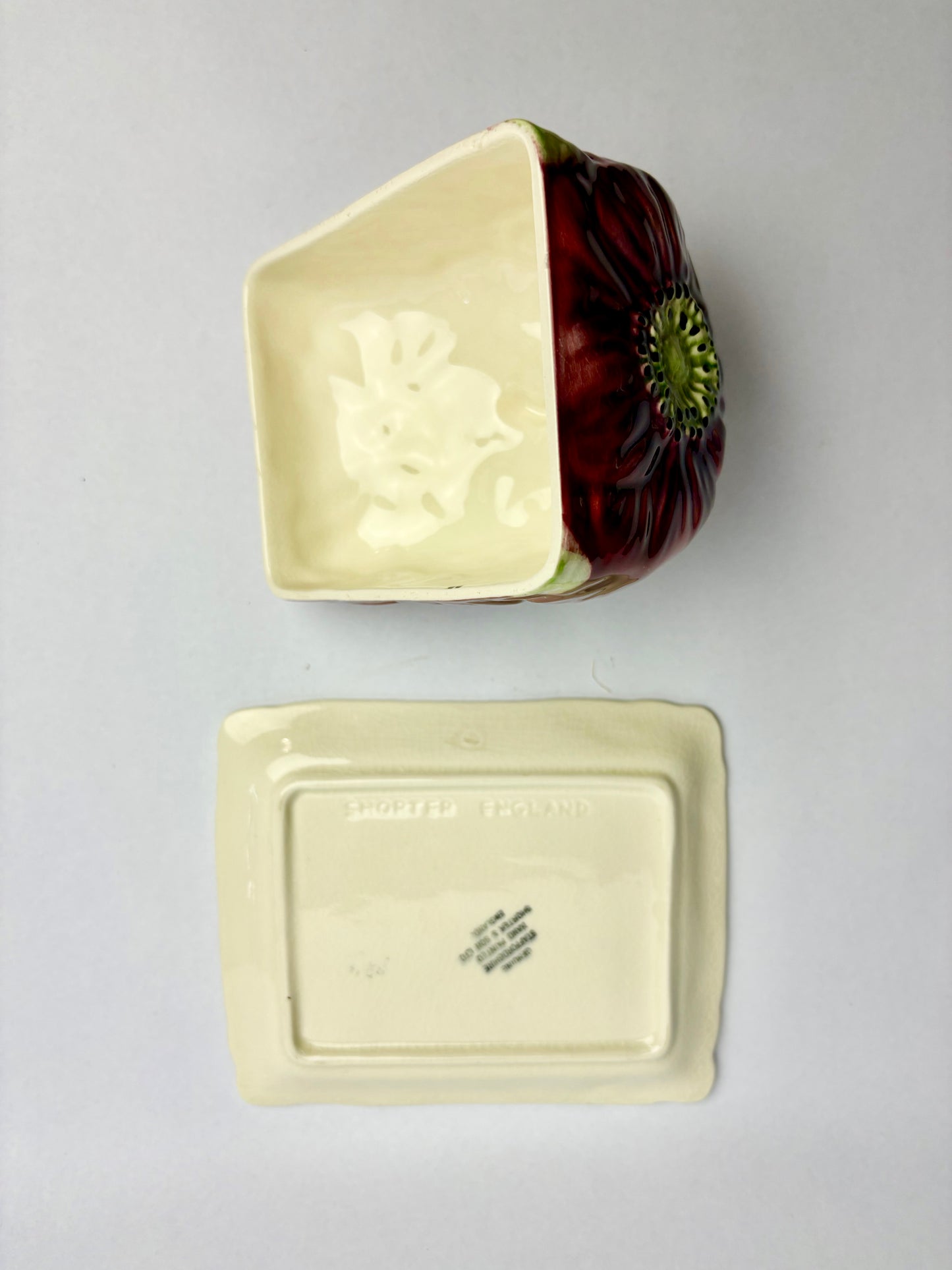 Anemone Majolica Butter Dish by Shorter & Son