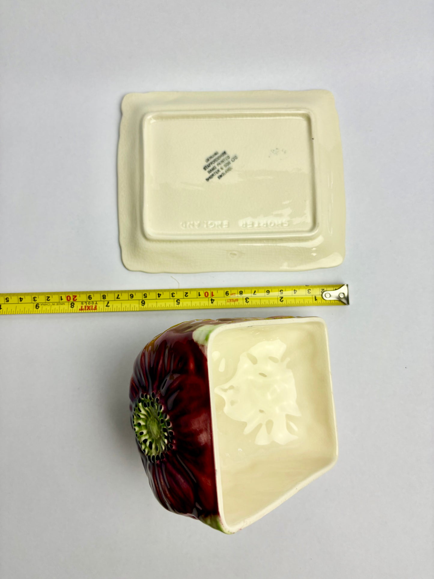 Anemone Majolica Butter Dish by Shorter & Son