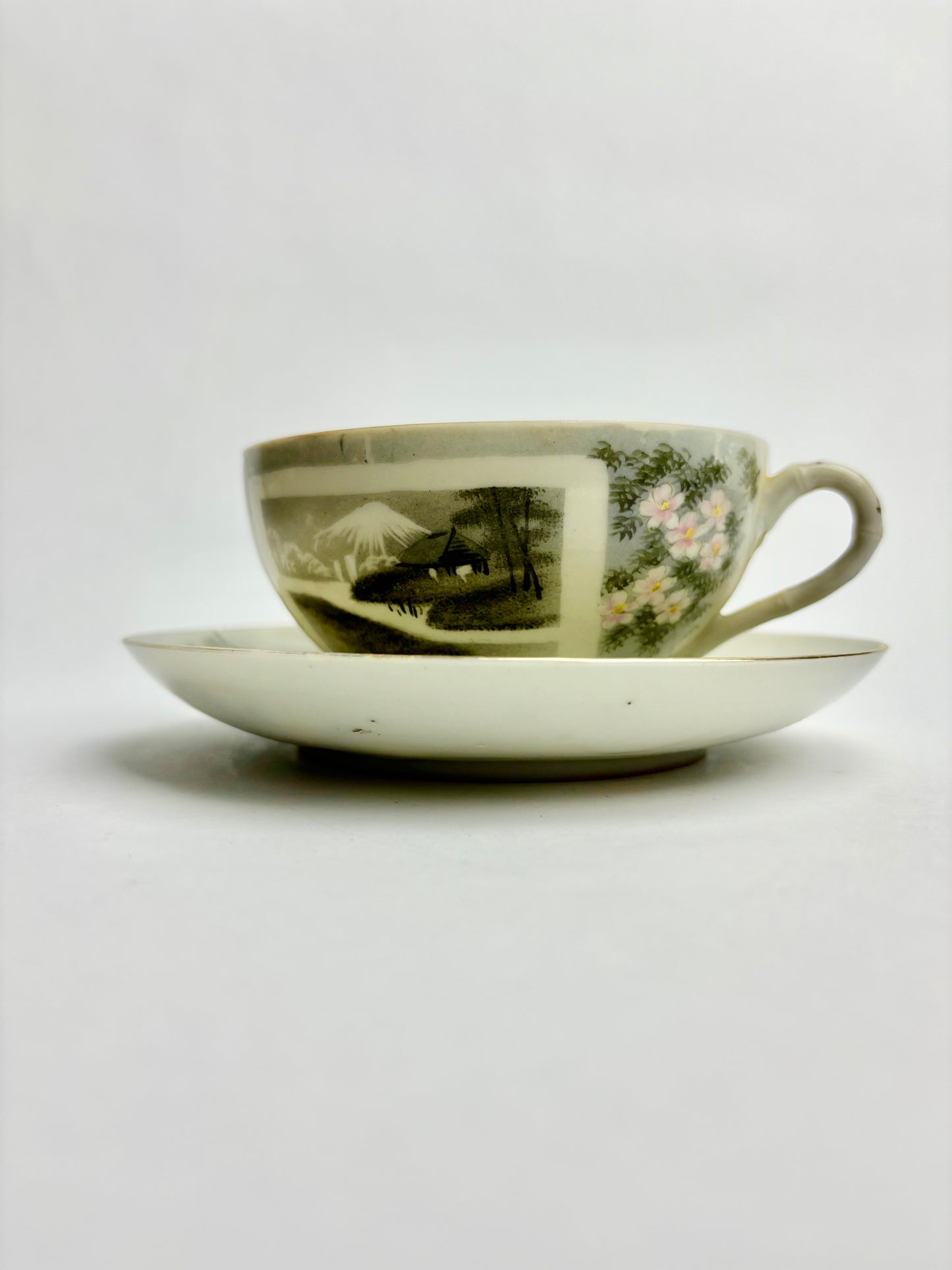 Fine Japanese Porcelain Duo featuring Mt Fuji
