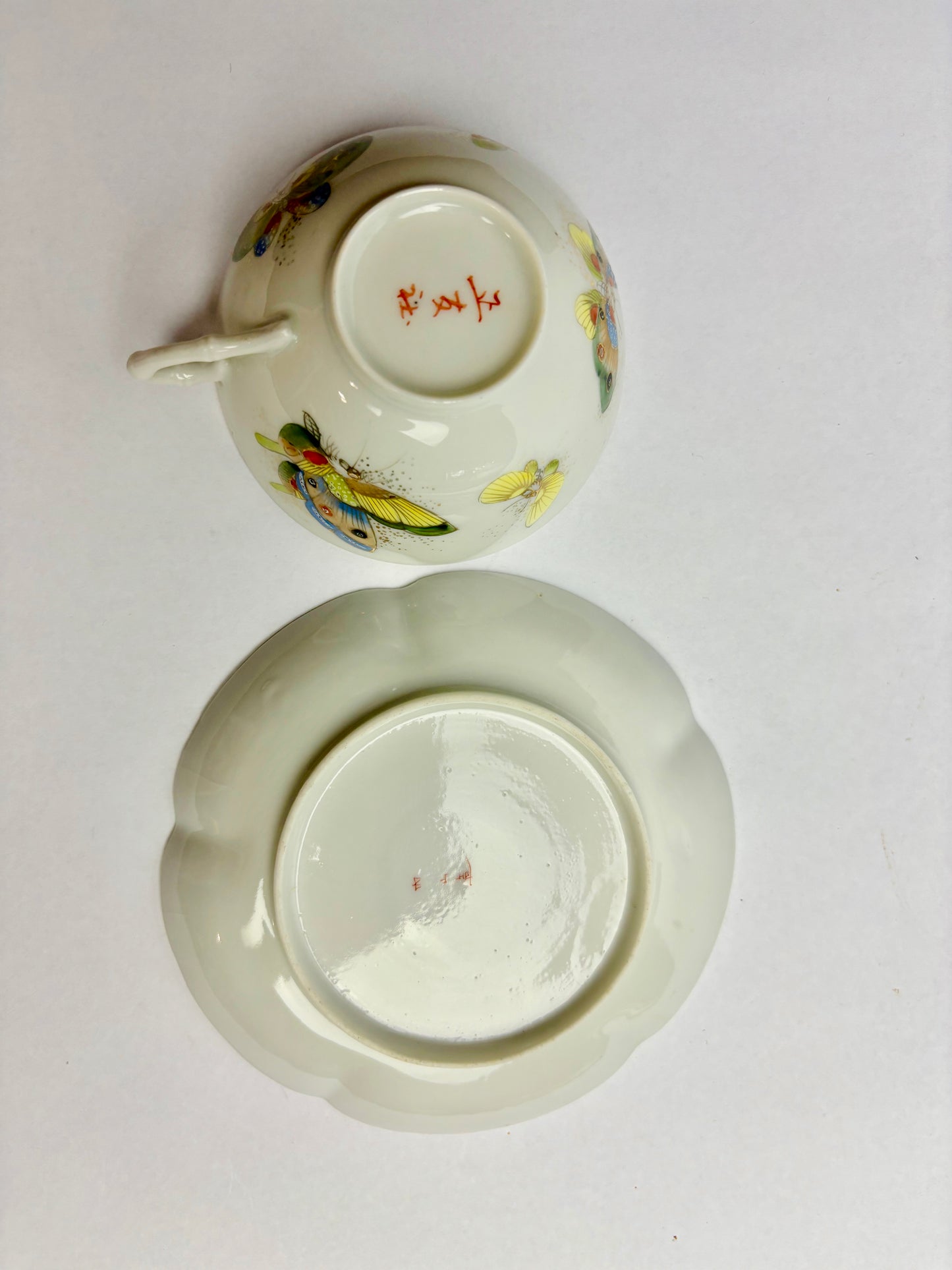 Fine Japanese Porcelain Duo featuring Butterflies