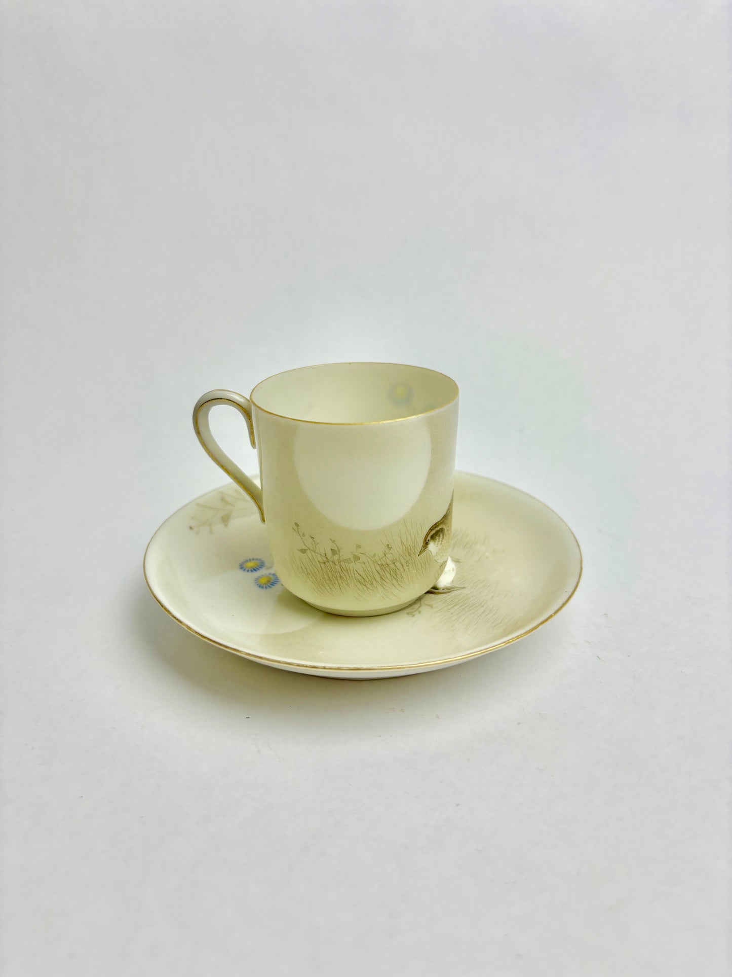 Small Fine Japanese Porcelain Duo featuring Quails