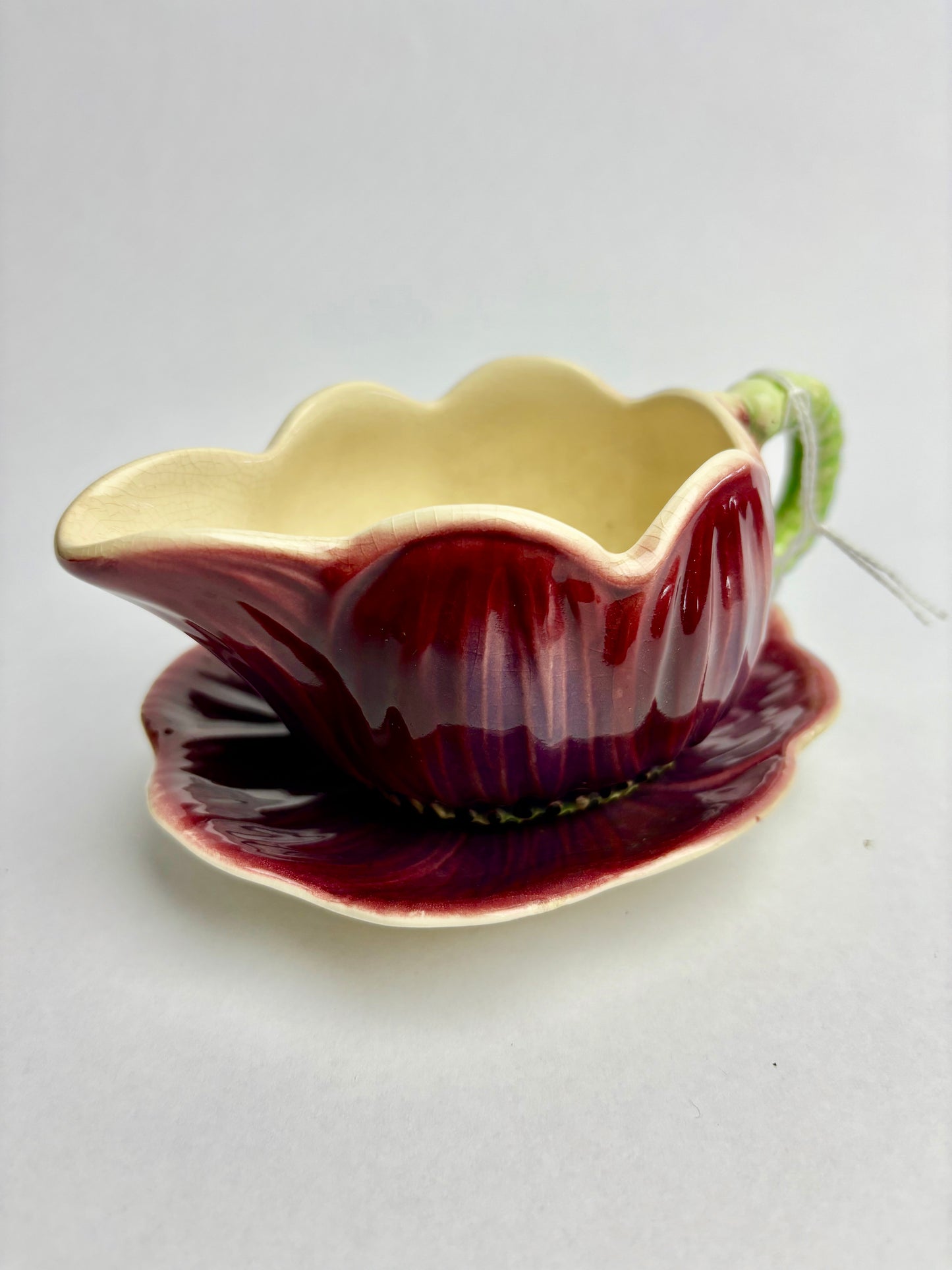 Anemone Majolica Gravy Boat & Saucer by Shorter & Son