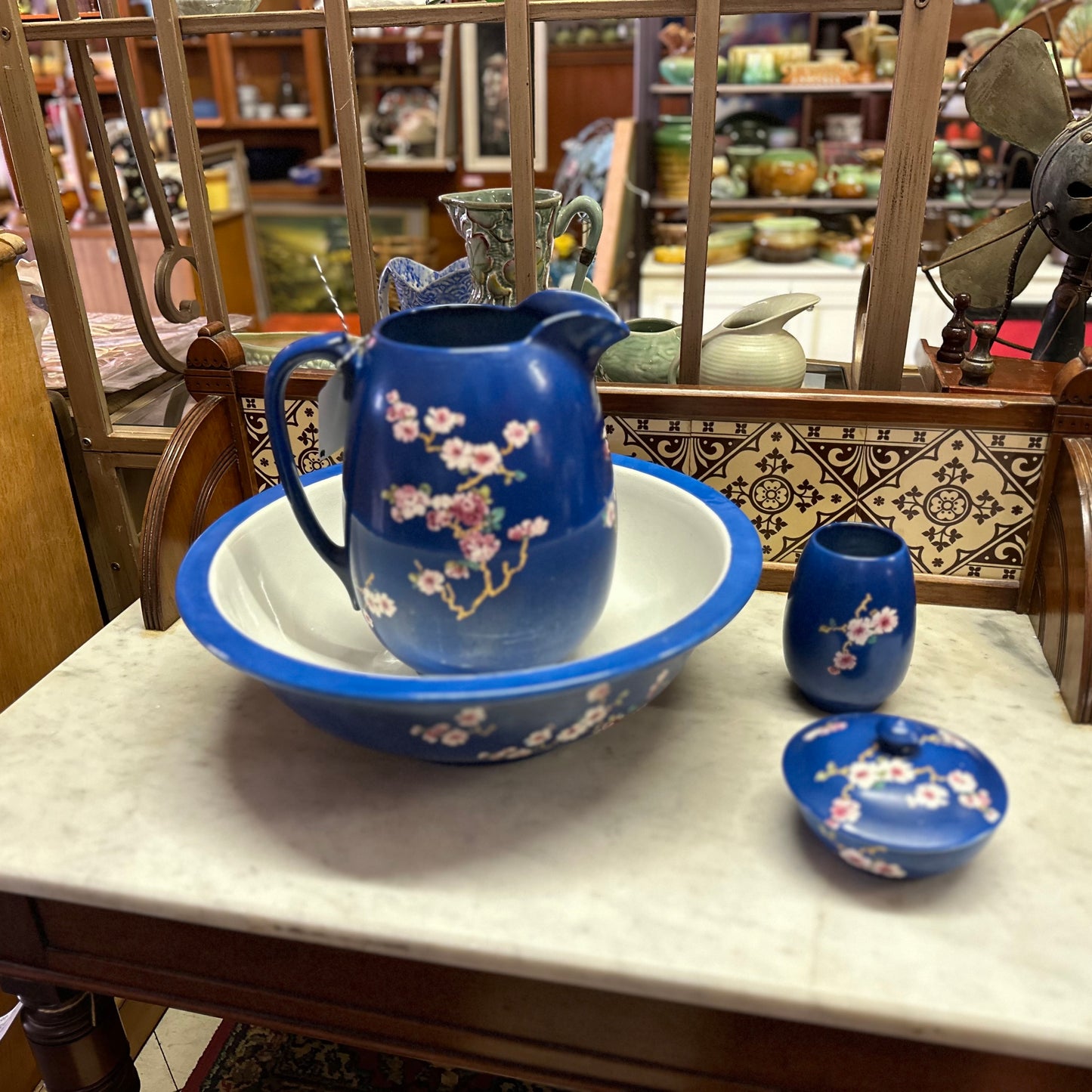 Herbert Minton Wash Jug & Bowl Bathroom Set, scarce c1870