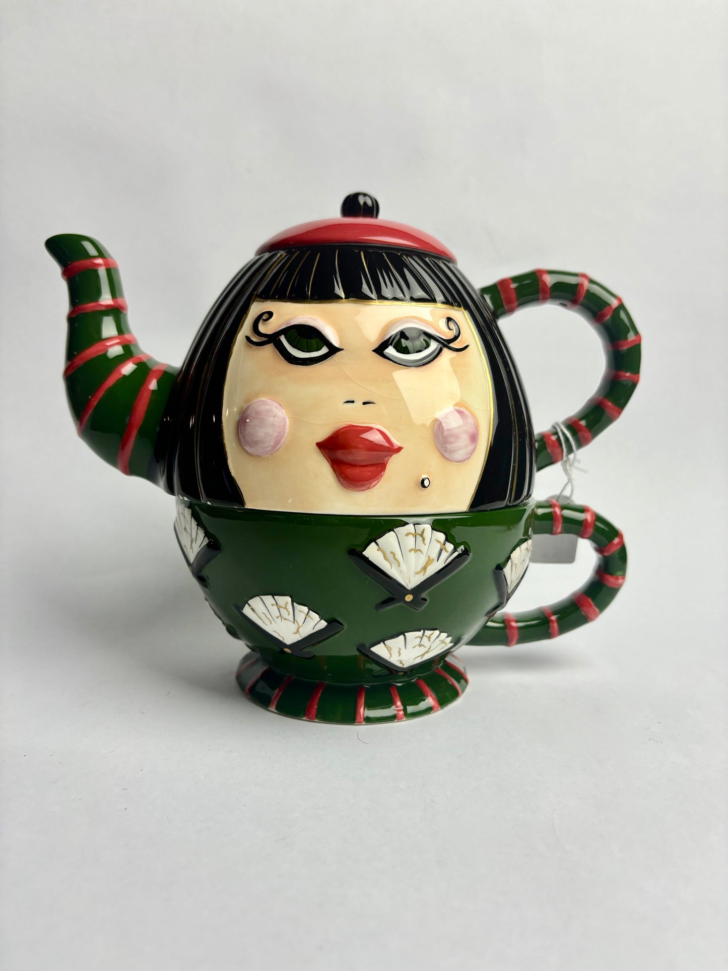 Vintage Giggles Miss World Africa Tea Pot Cup Set Tea For One