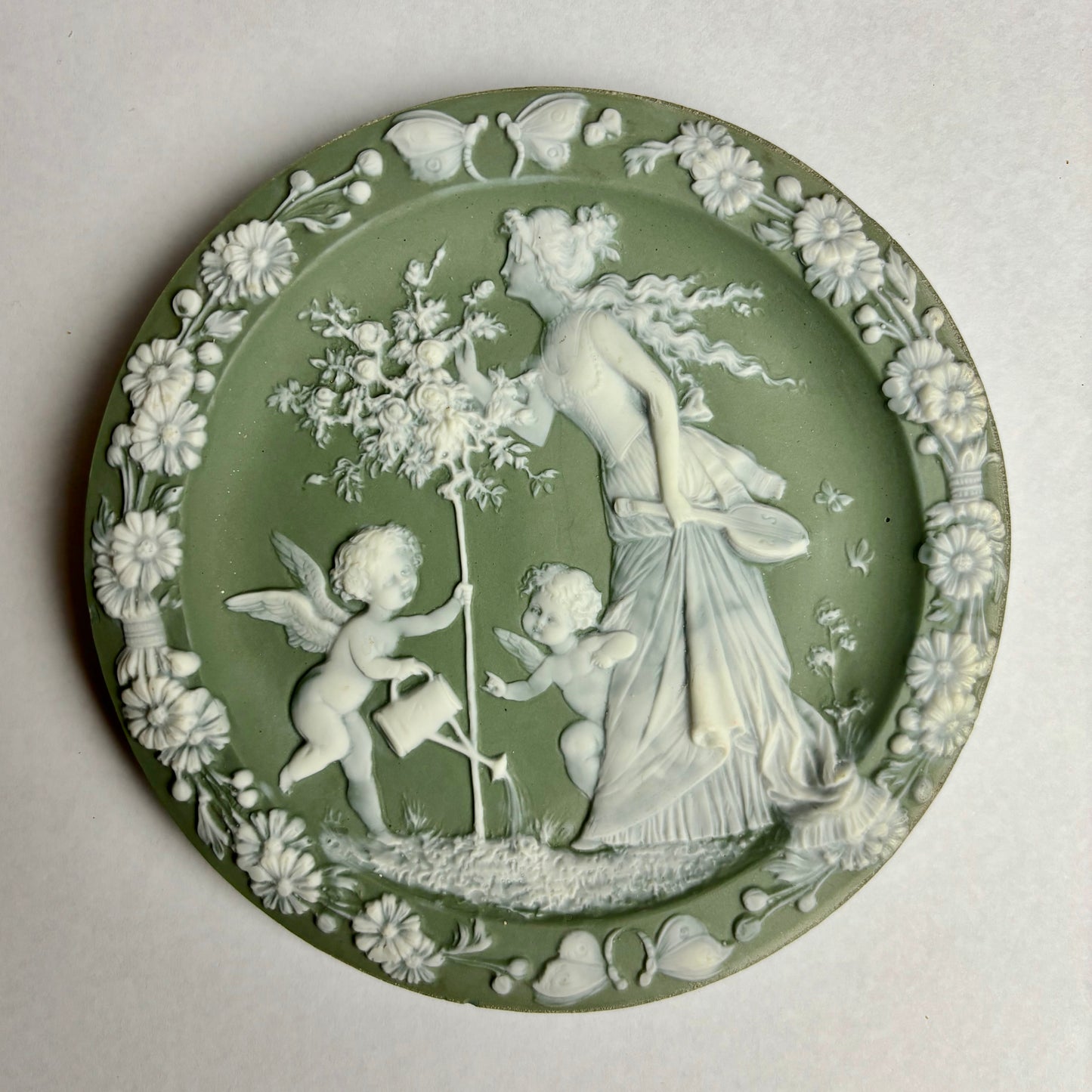 Four Schafer & Vater Jasperware Wall Plaques, c1890