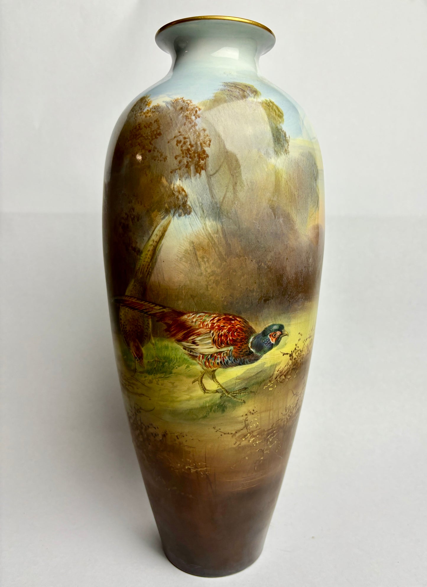 Pair of Hand-painted Winton Vases with Pheasants