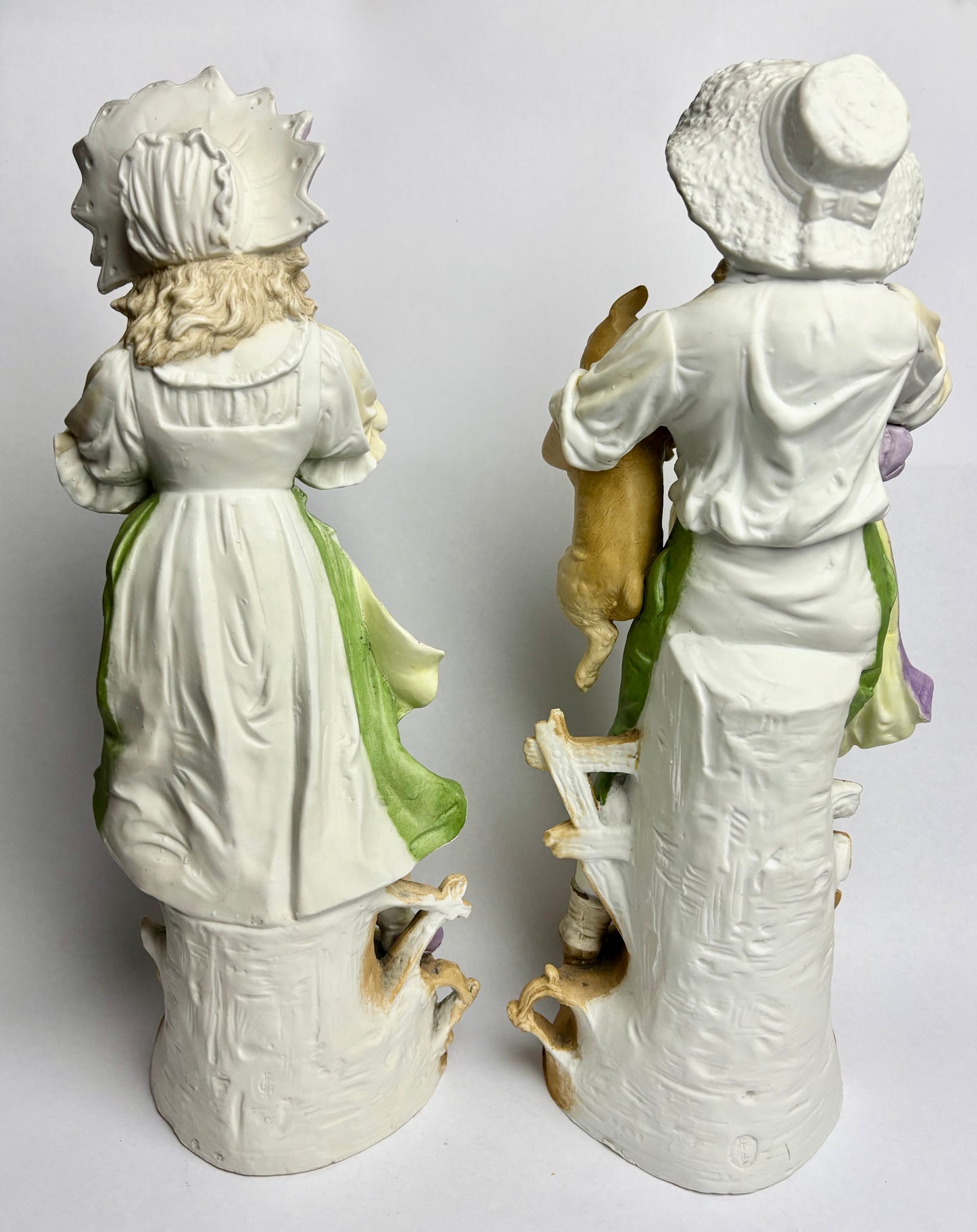 Pair of Large Victorian Bisque Figurines