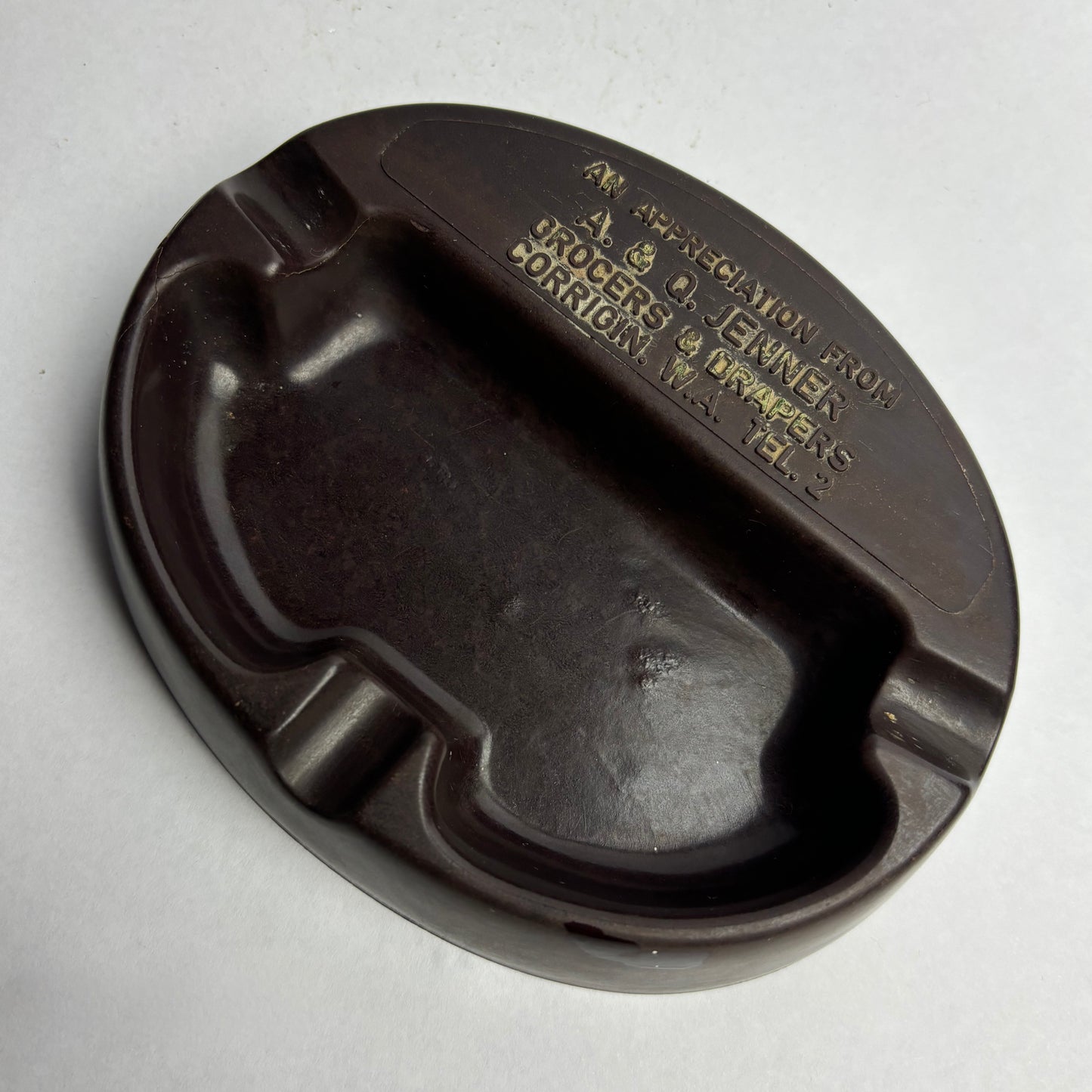 Bakelite Ashtray from Corrigin Grocers & Drapers by Arthur & Queenie Jenner