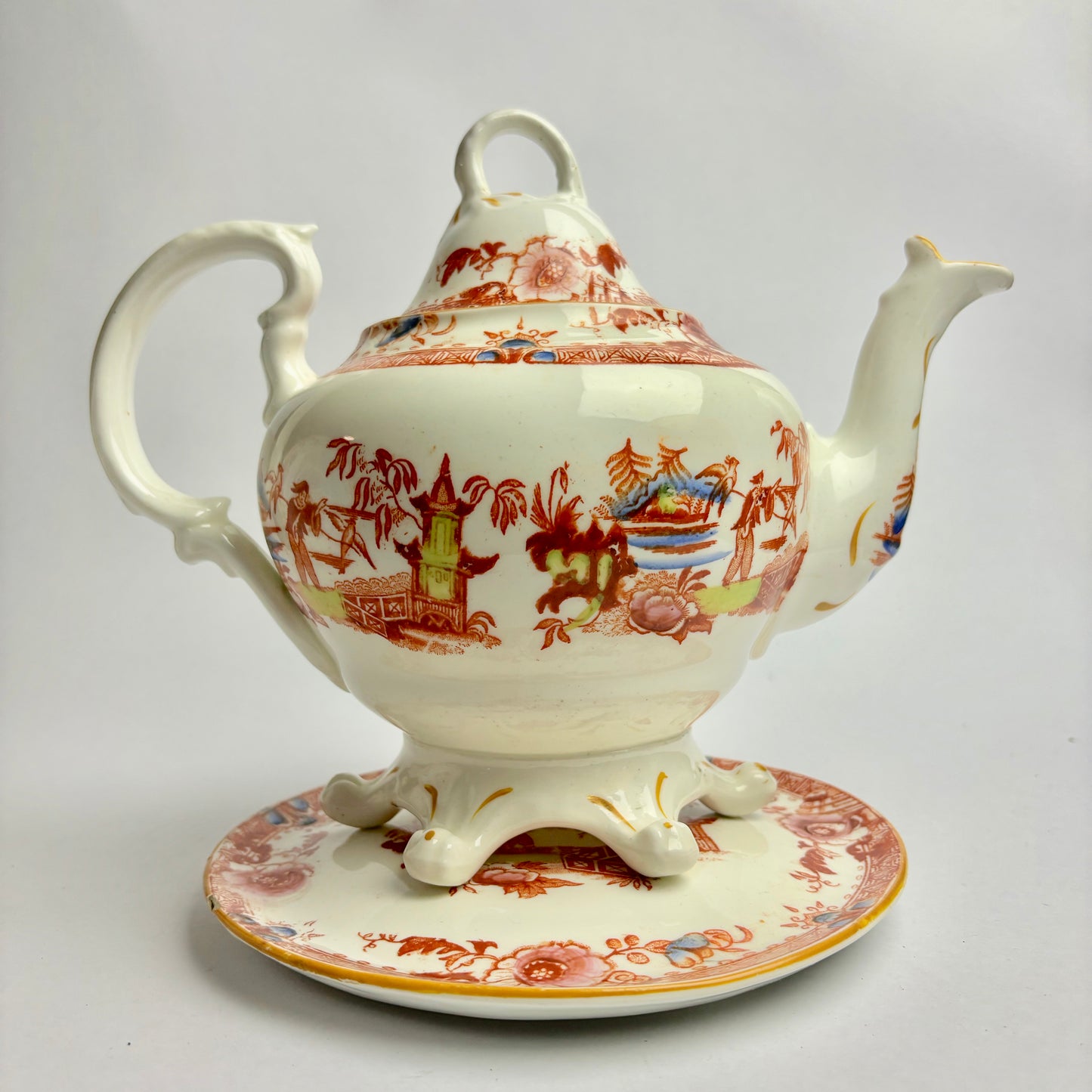Rare Georgian Hilditch & Sons Chinoiserie 33 piece porcelain tea set