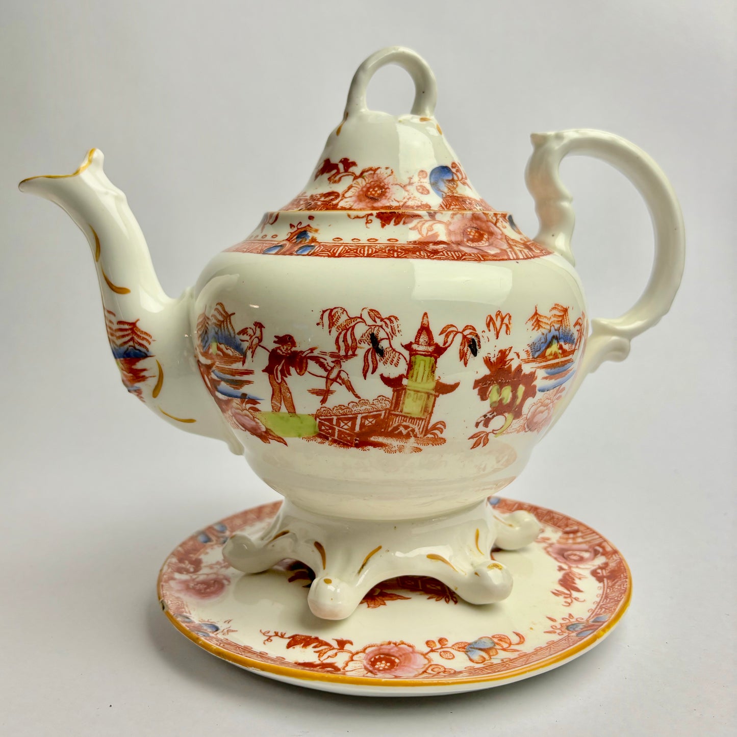 Rare Georgian Hilditch & Sons Chinoiserie 33 piece porcelain tea set