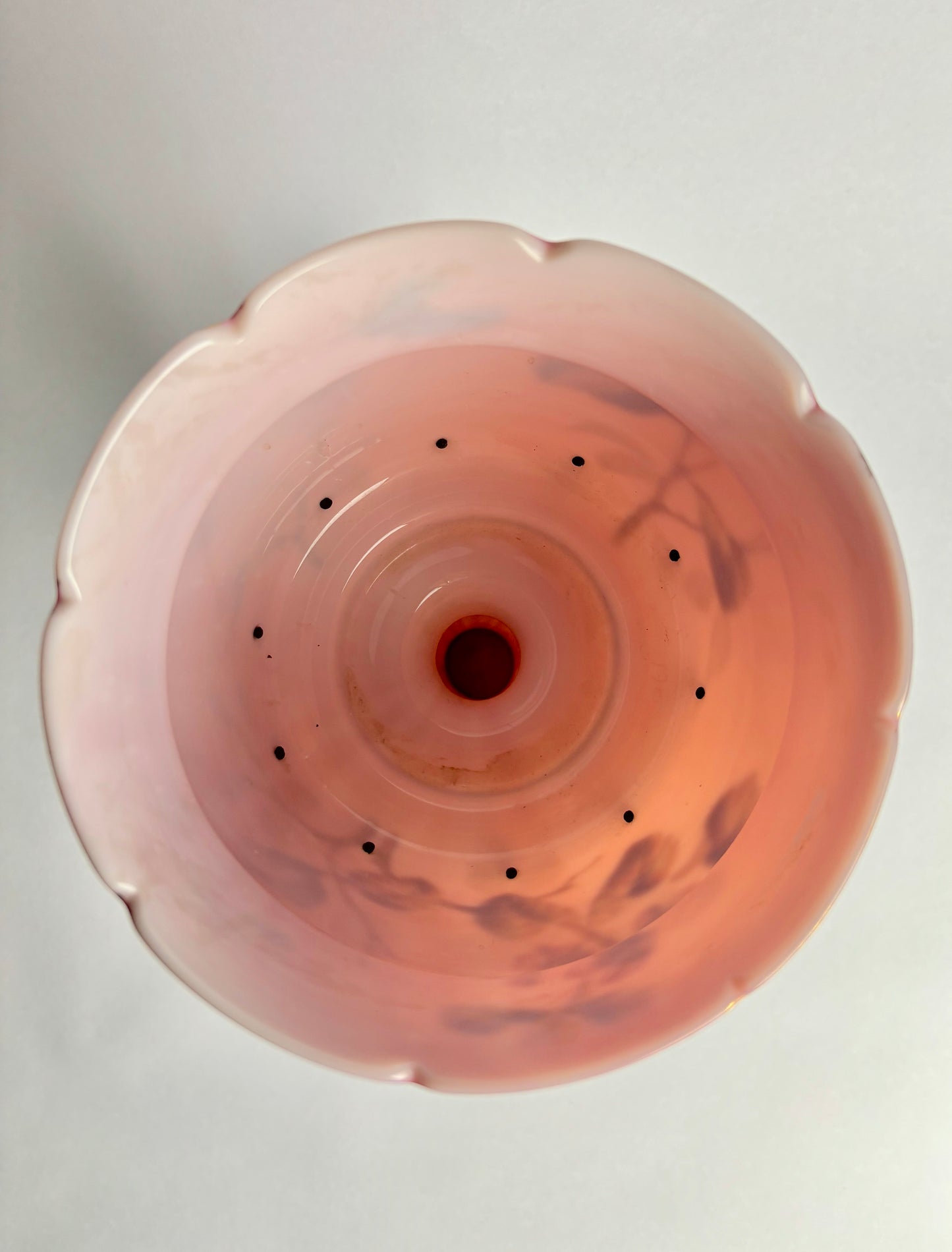 Pink Victorian Milk Glass Mantle Lustre