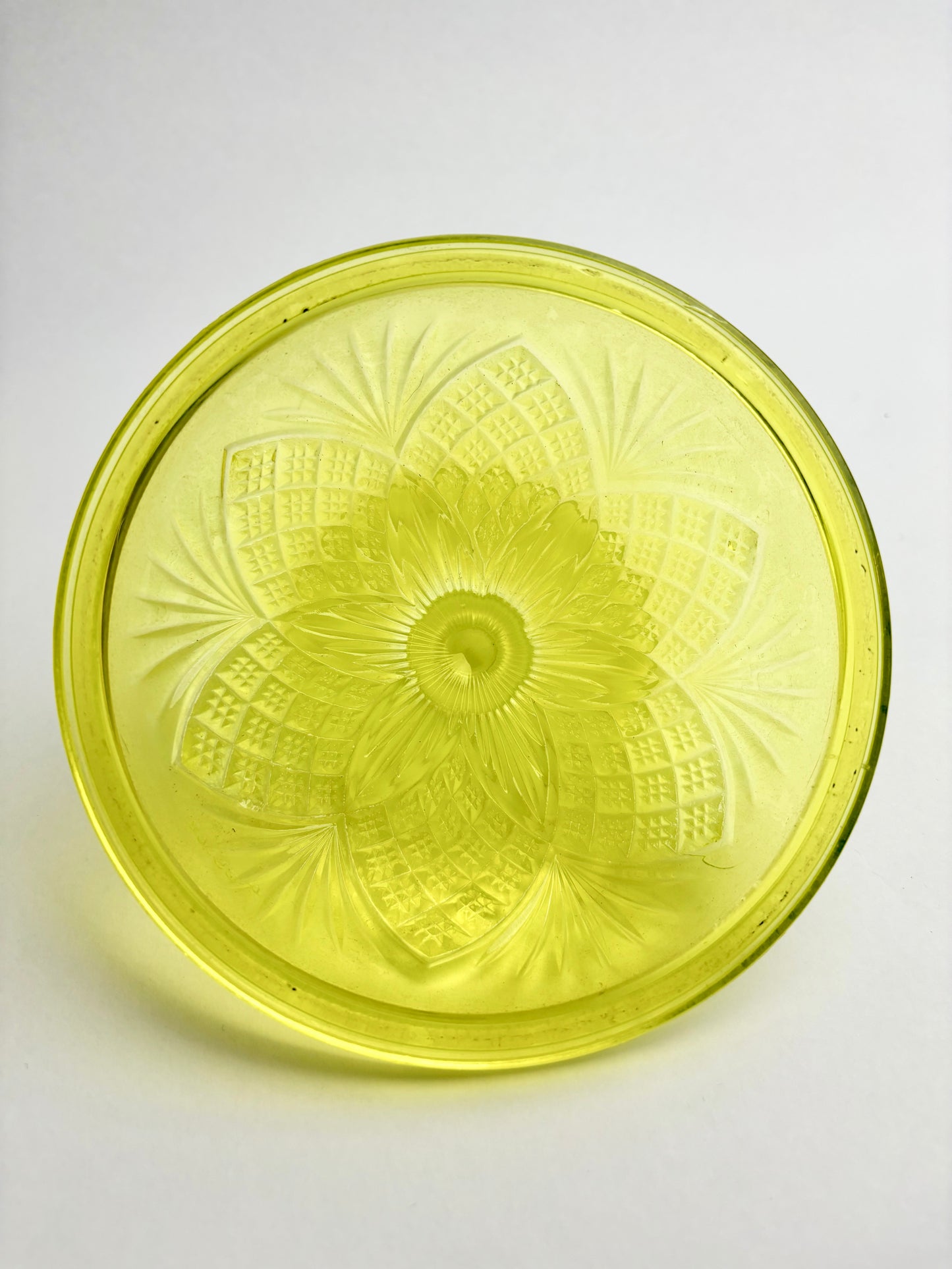 Antique George Davidson & Co Vaseline Glass Dome Dish
