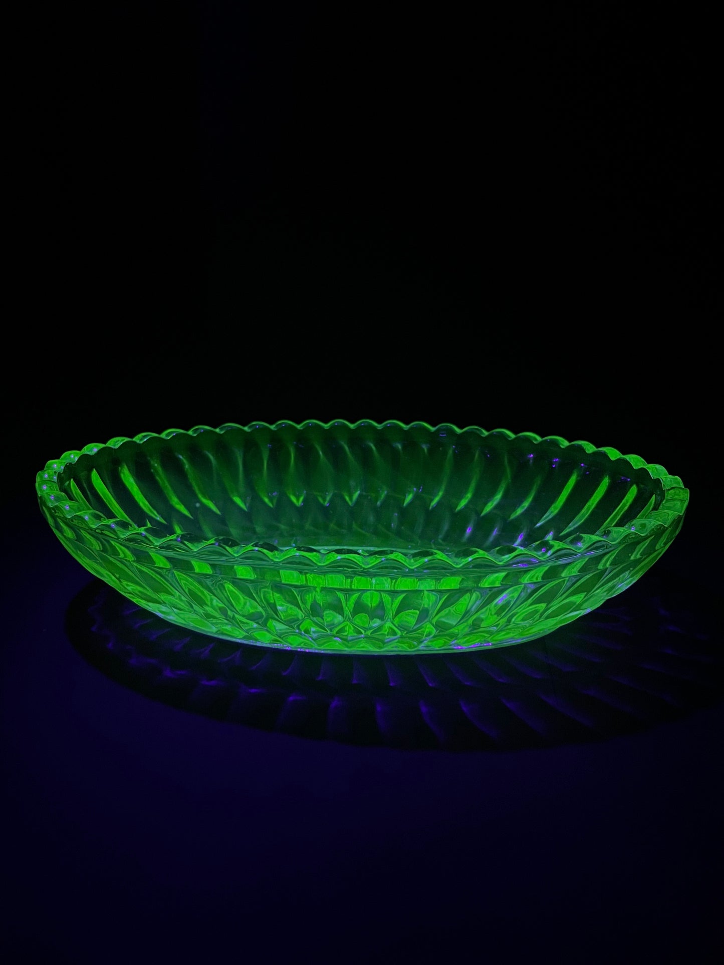 Uranium Glass Oval Bowl