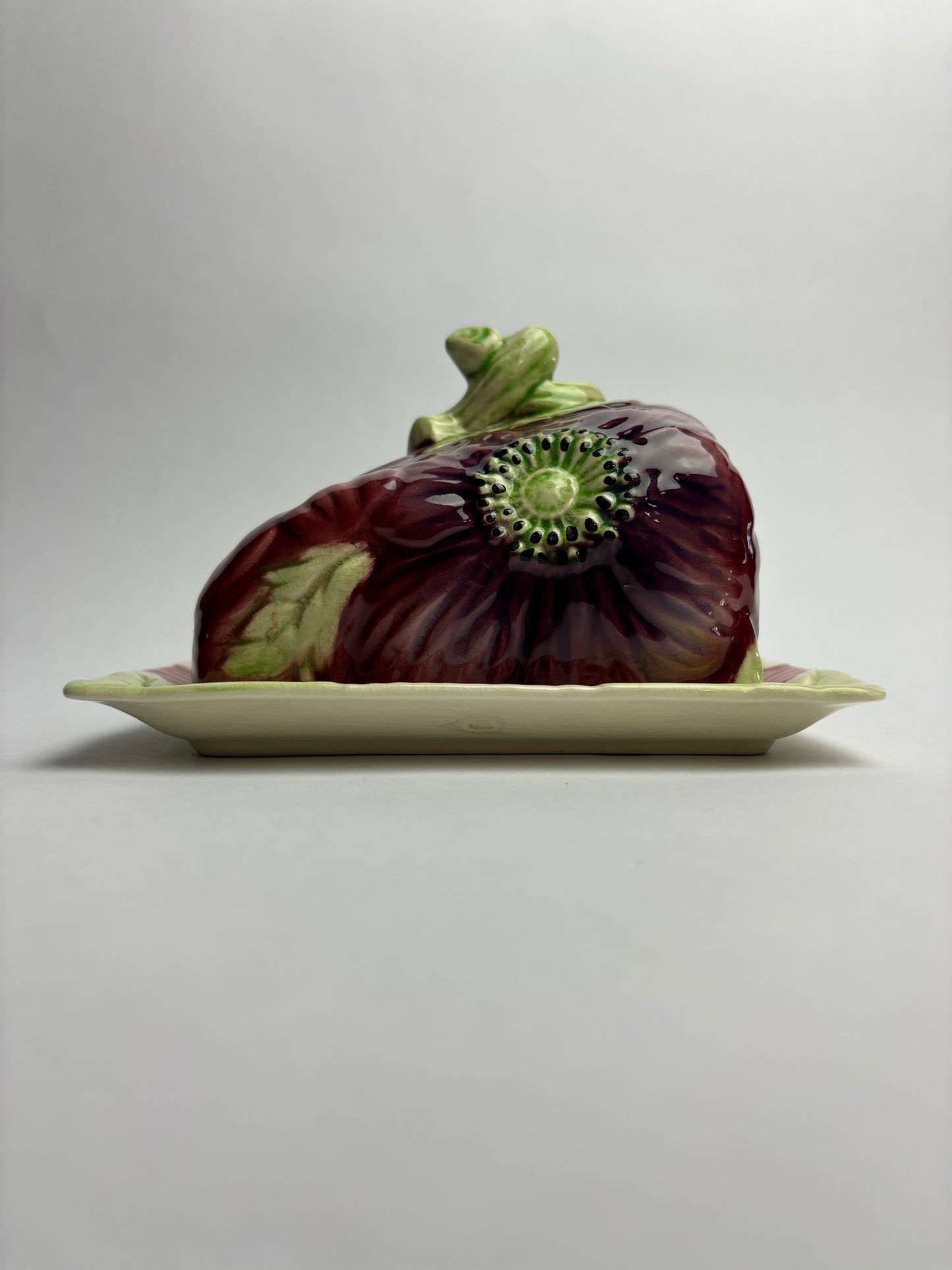 Anemone Majolica Butter Dish by Shorter & Son